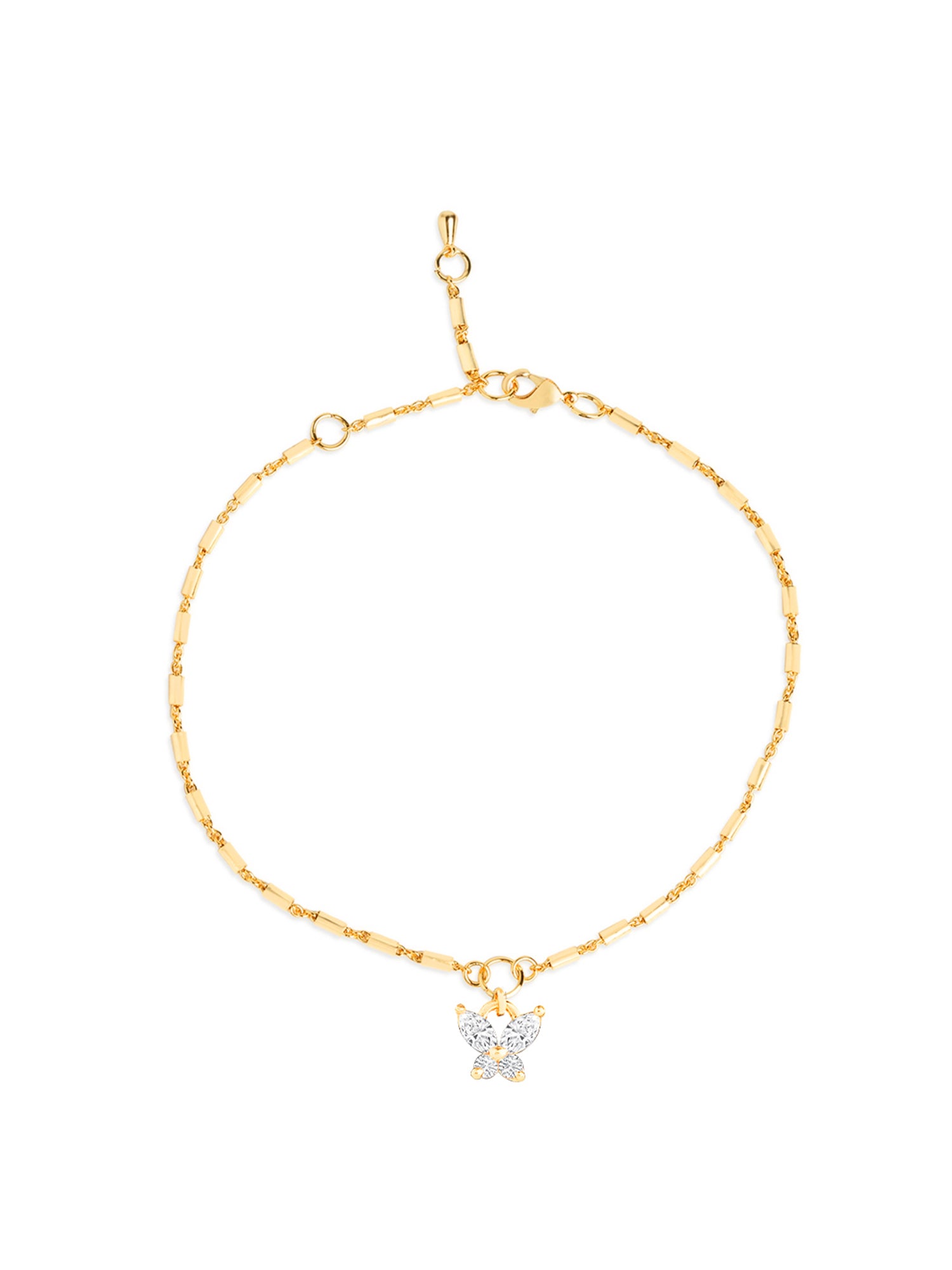 MINUTIAE Gold-Plated Artificial Stones Anklet For Women's
