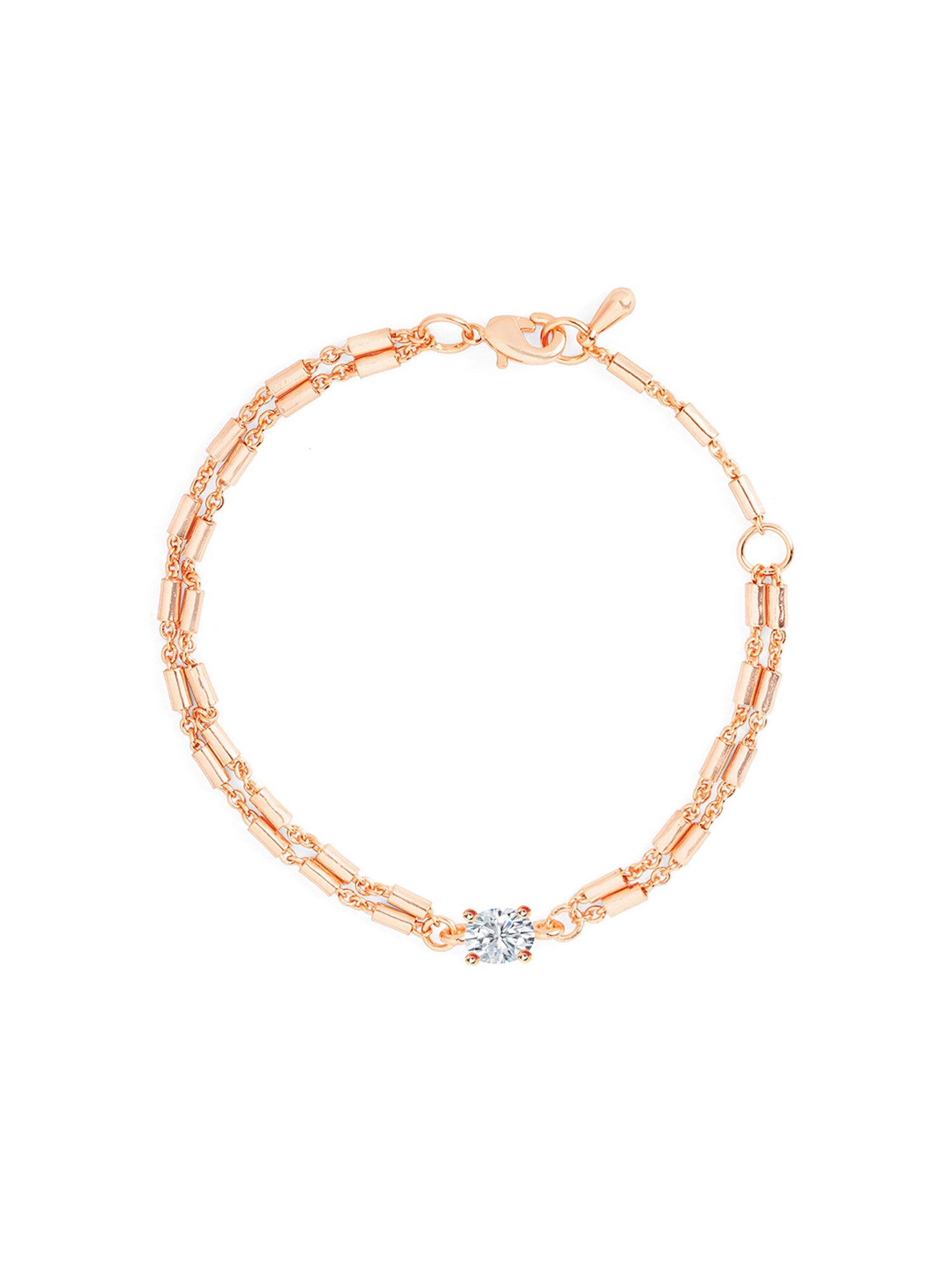 MINUTIAE Women Brass Crystals Studded Gold-Plated Link Bracelet