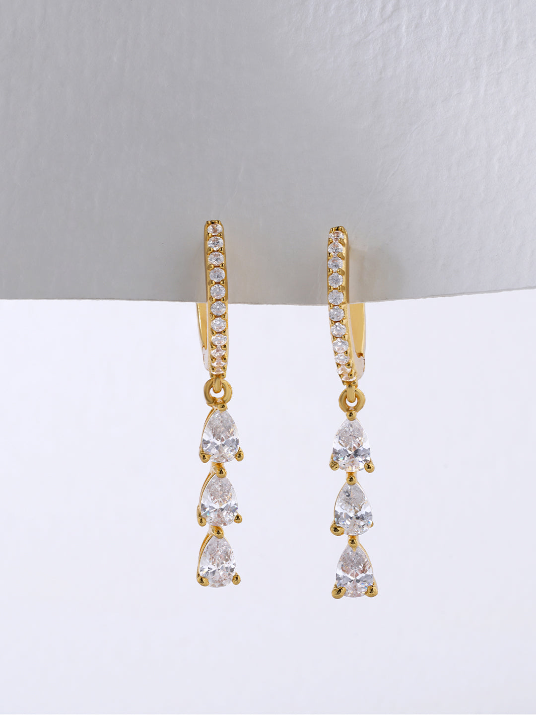 MINUTIAE 18K Gold-Toned Teardrop Shaped Drop Earrings For Women's & Girl