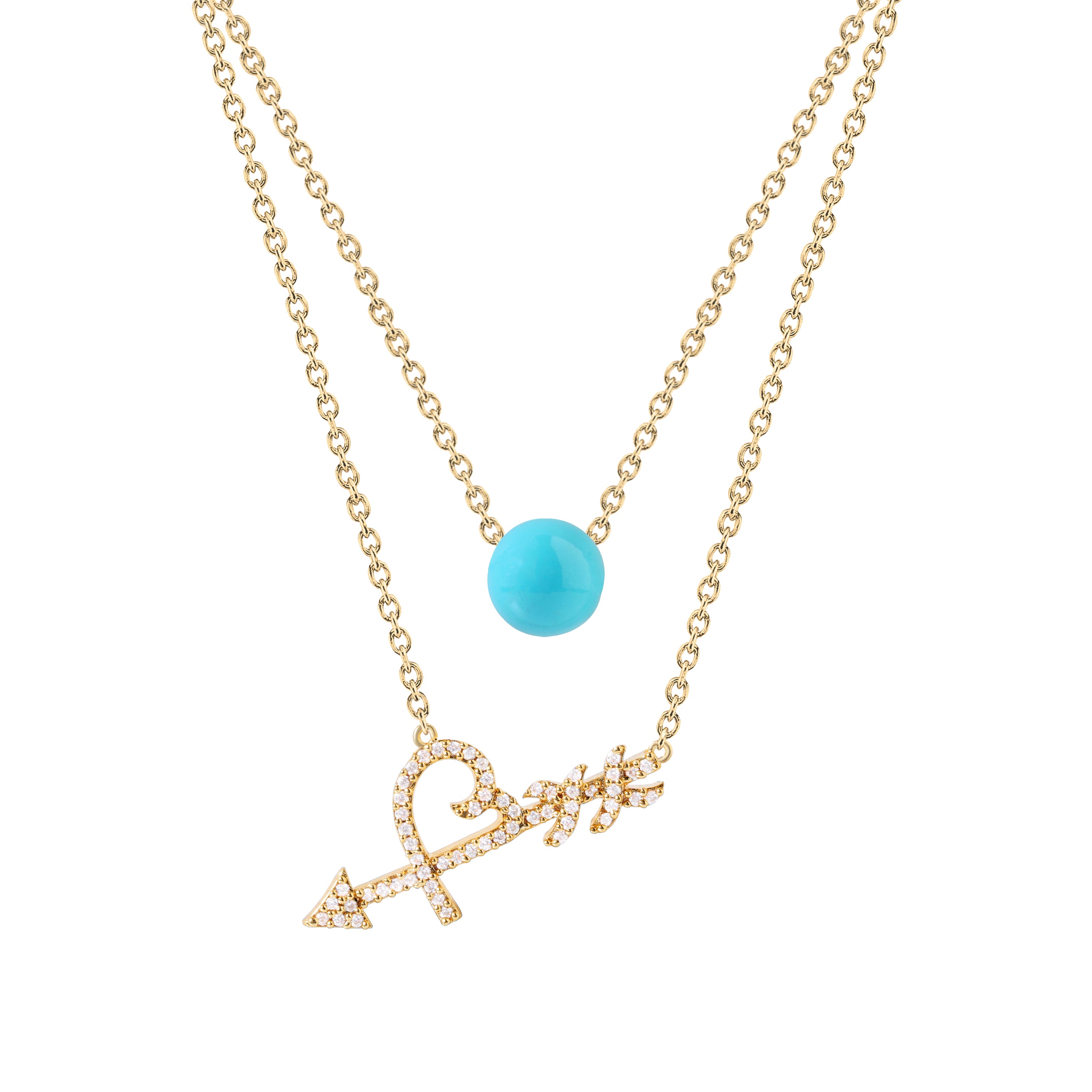 MINUTIAE Women Blue Brass 18K Gold-Plated Layered Necklace