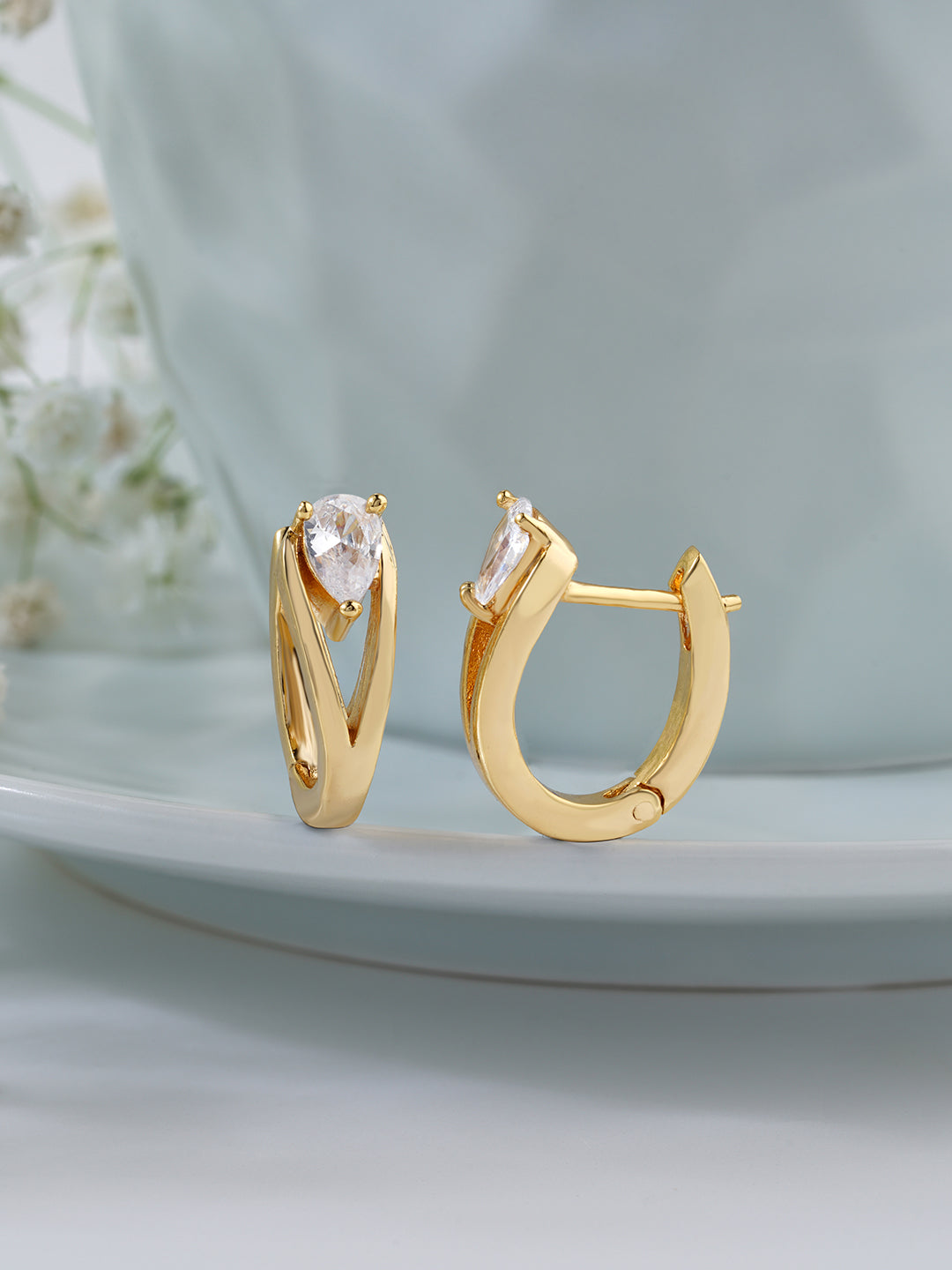 MINUTIAE 18K Gold-Toned Geometric Half Hoop Earrings