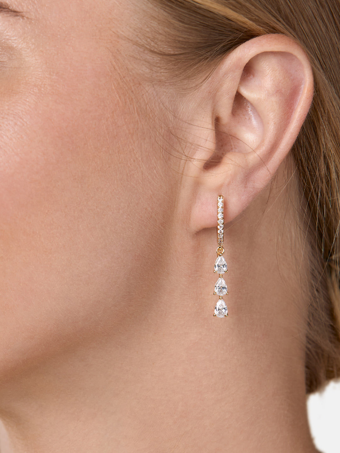 MINUTIAE 18K Gold-Toned Teardrop Shaped Drop Earrings For Women's & Girl