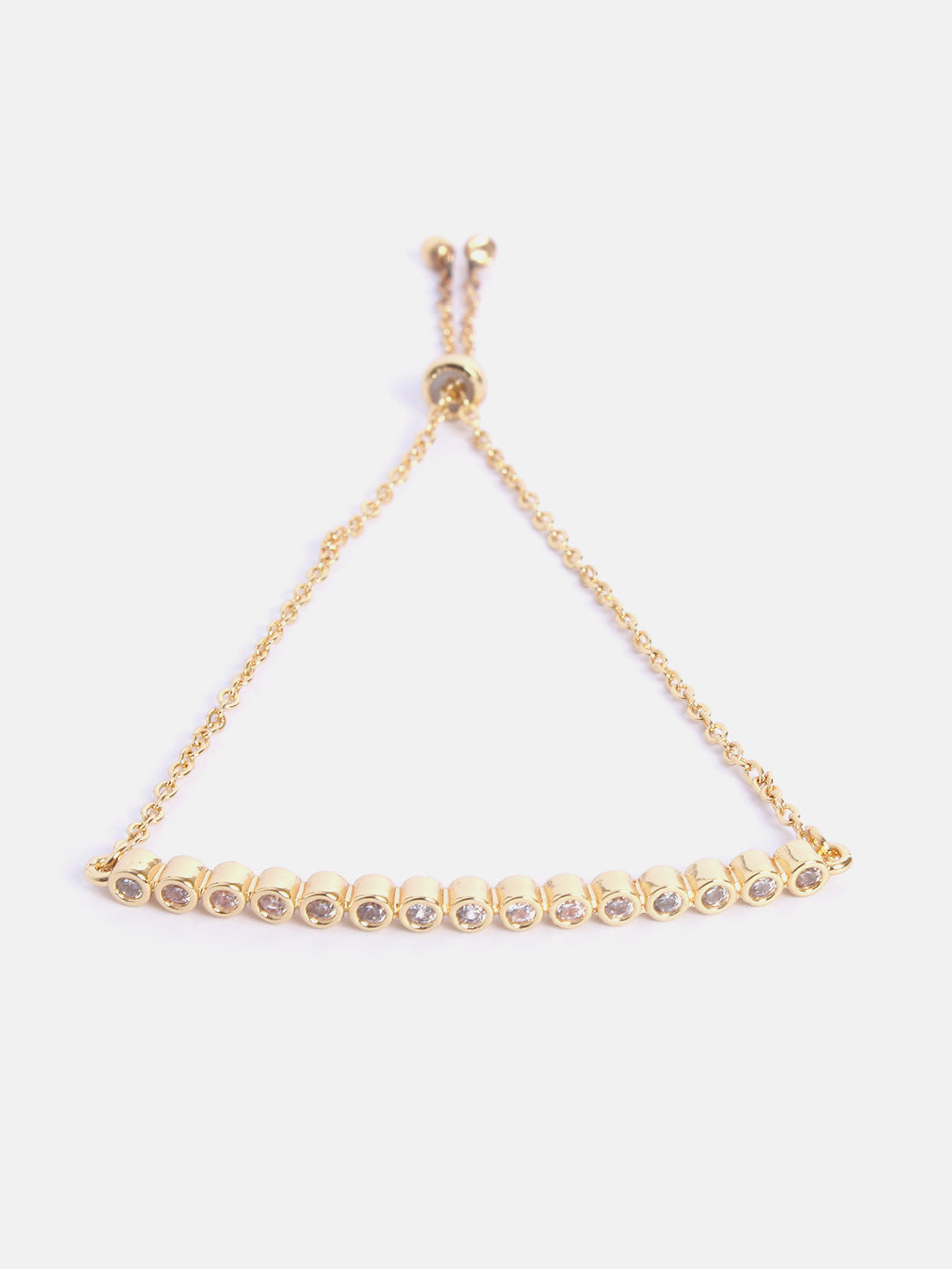 MINUTIAE Women 18K Gold-Toned & White Brass Crystals Handcrafted Link Bracelet