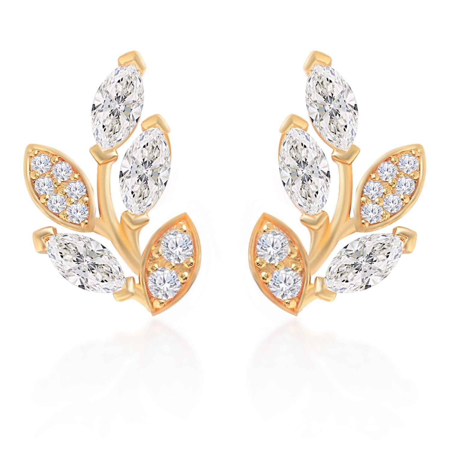 MINUTIAE 18K Gold Plated White Floral Studs Earrings