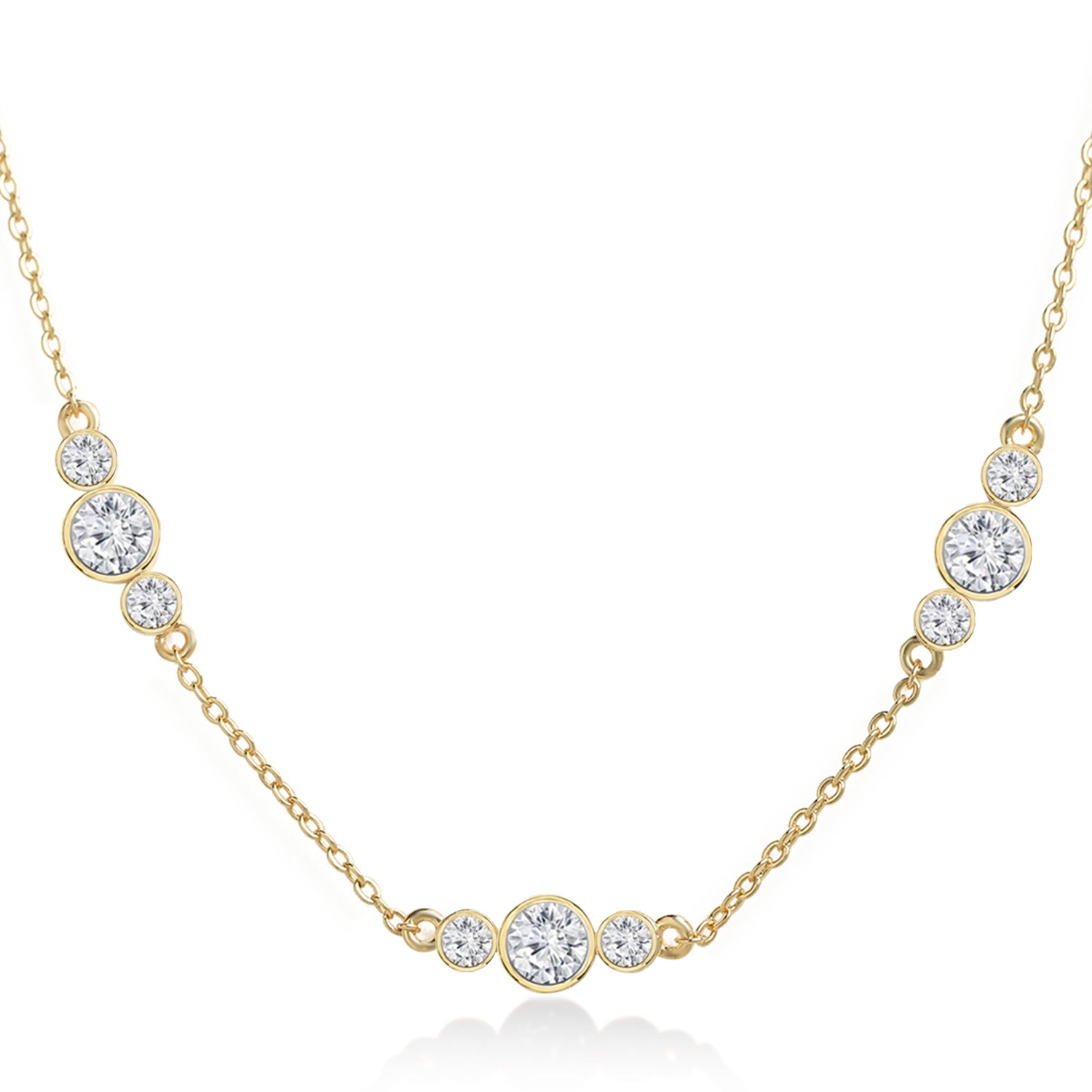 MINUTIAE Women 18K Gold-Toned & White Crystal Studded Three Piece Chain Collar Necklace