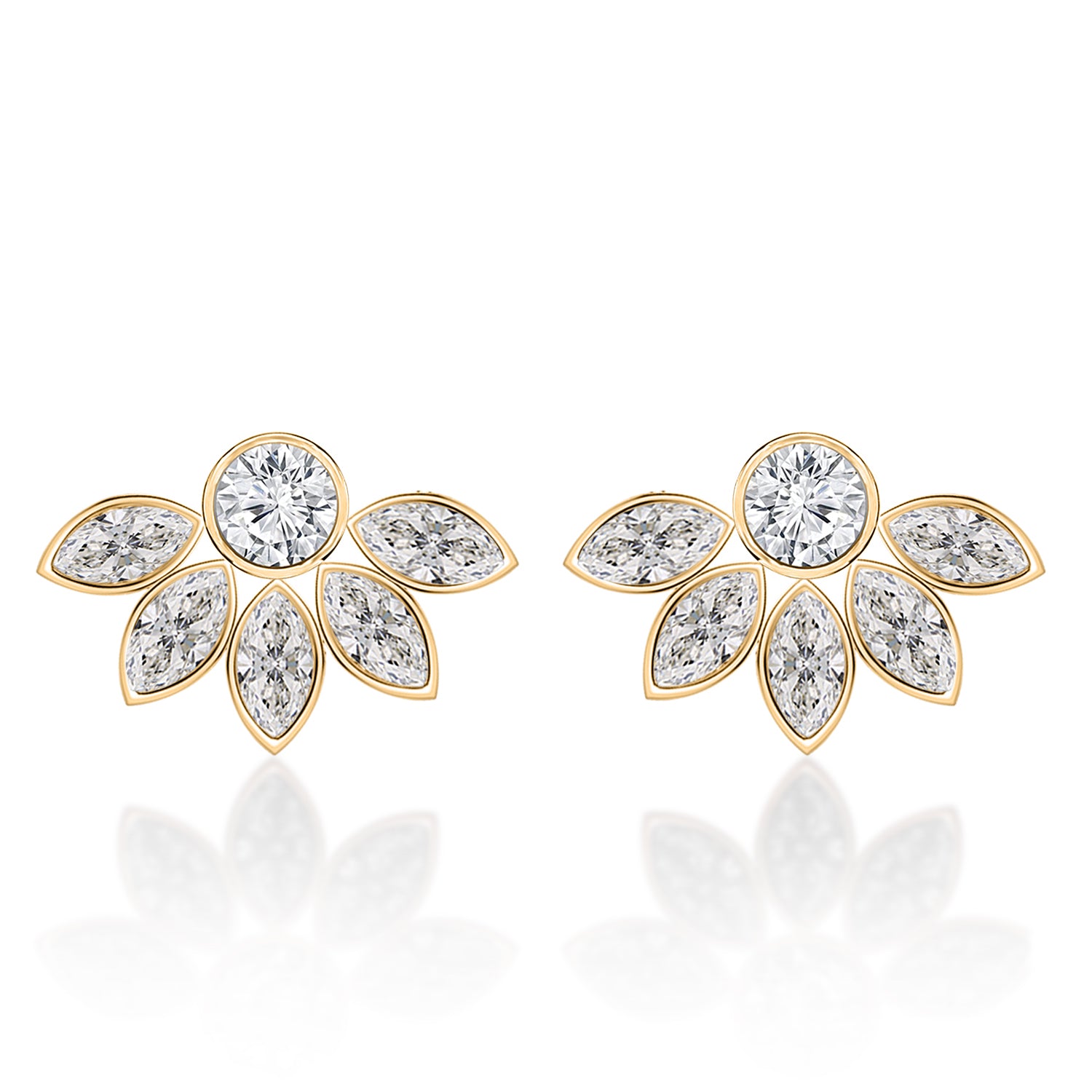 MINUTIAE 18K Gold-Toned & White Floral Studs Earrings For Women's & Girl