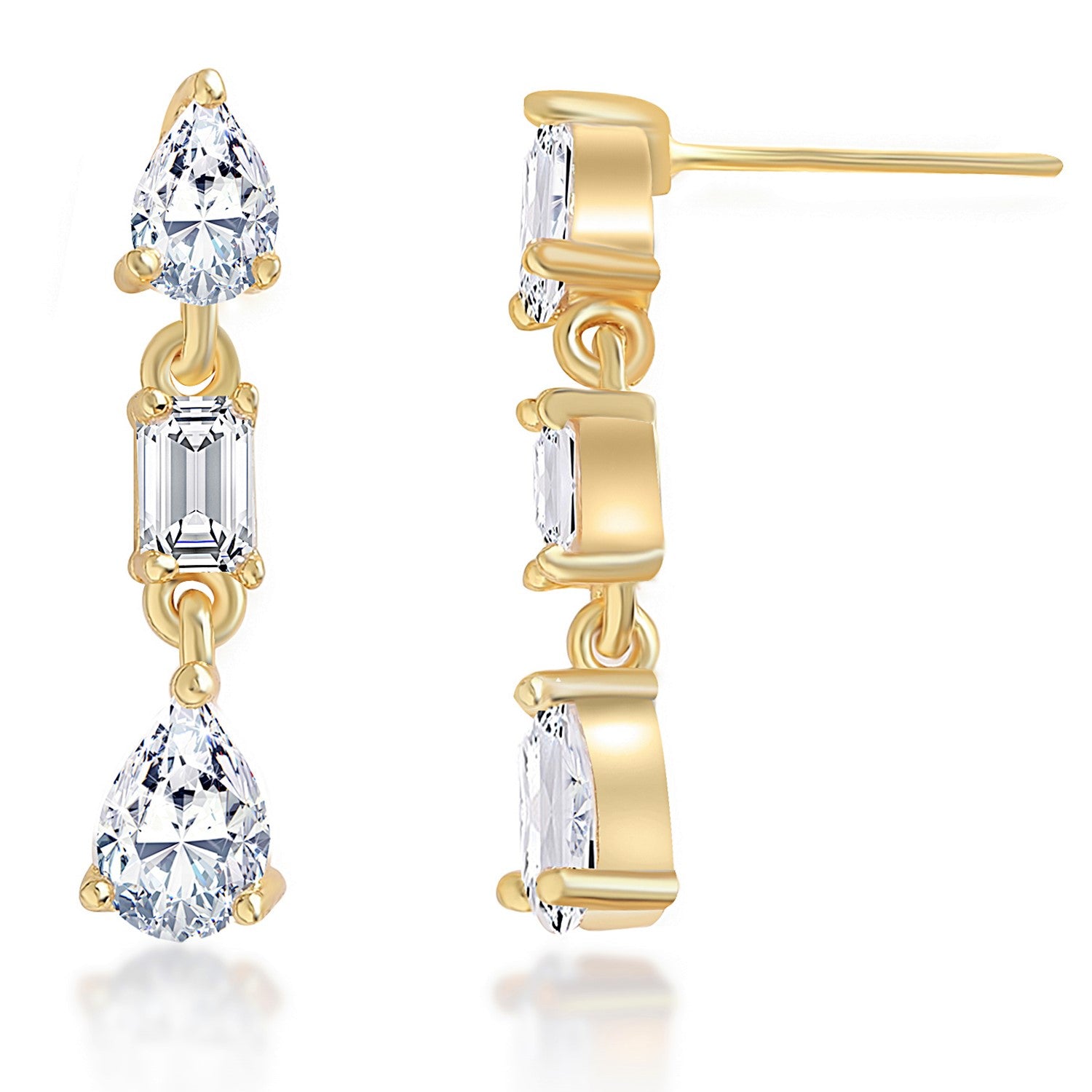 MINUTIAE 18K Gold-Plated & White Teardrop Shaped Drop Earrings For Women's & Girl