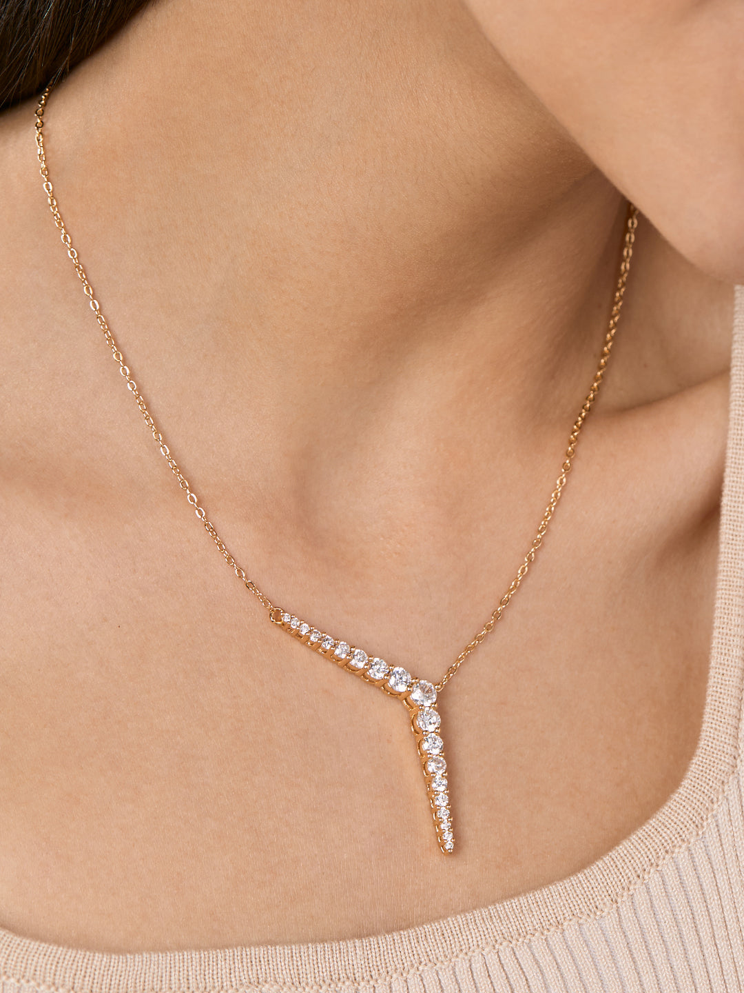 Crystal Encrusted Y Necklace