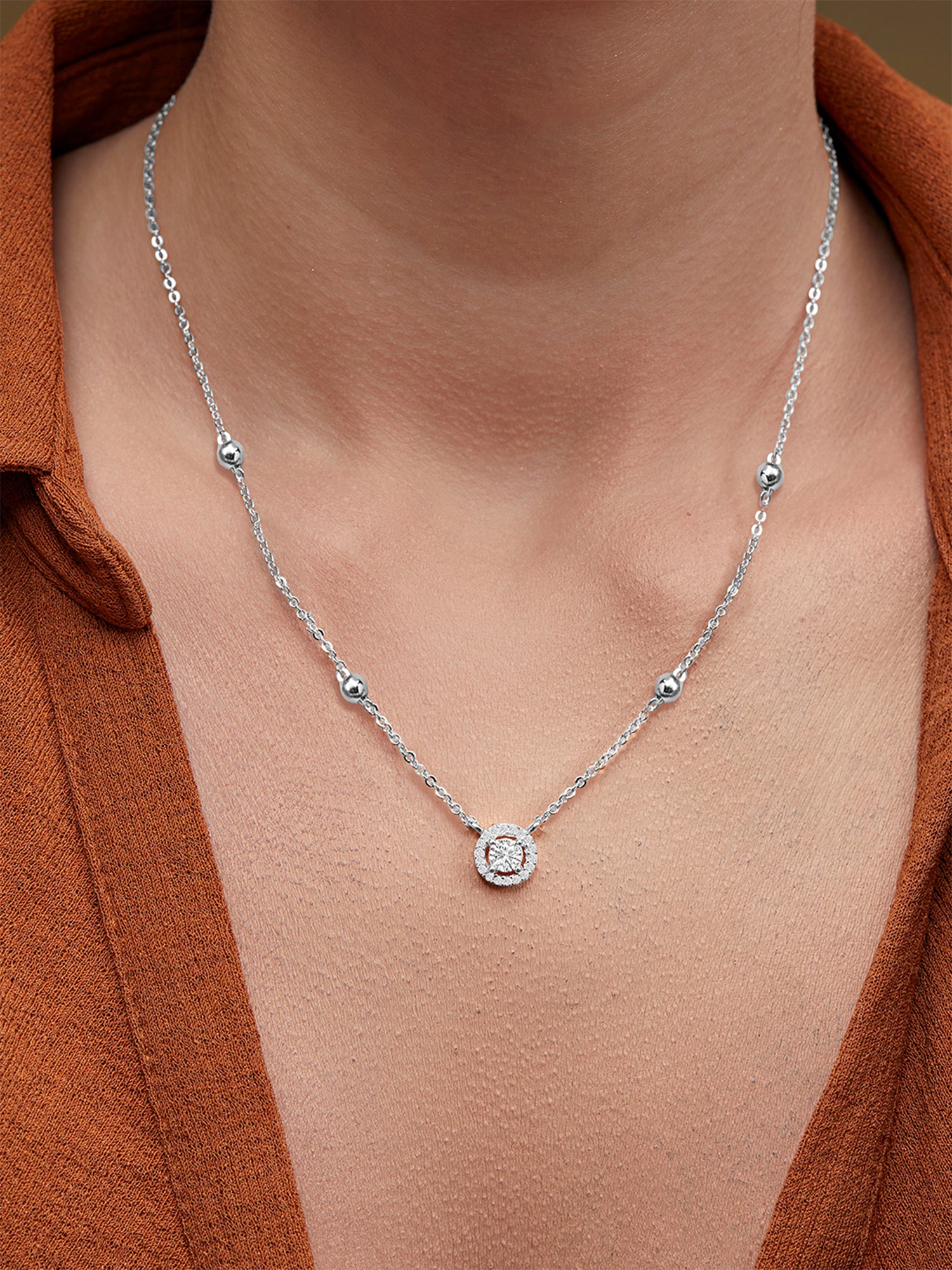 MINUTIAE Brass Gold-Plated Stones Studded Necklace