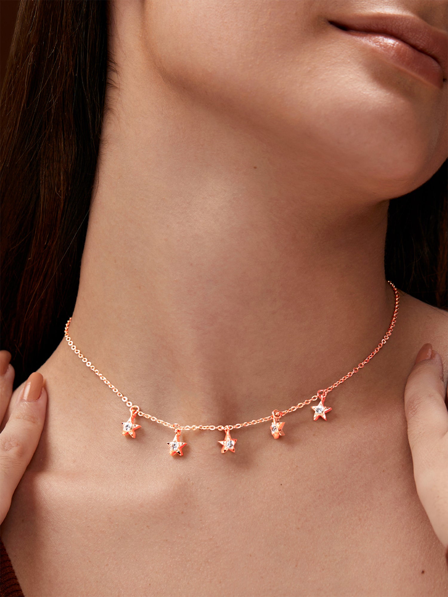 MINUTIAE Gold-Plated Crystal Studded Necklace Necklace