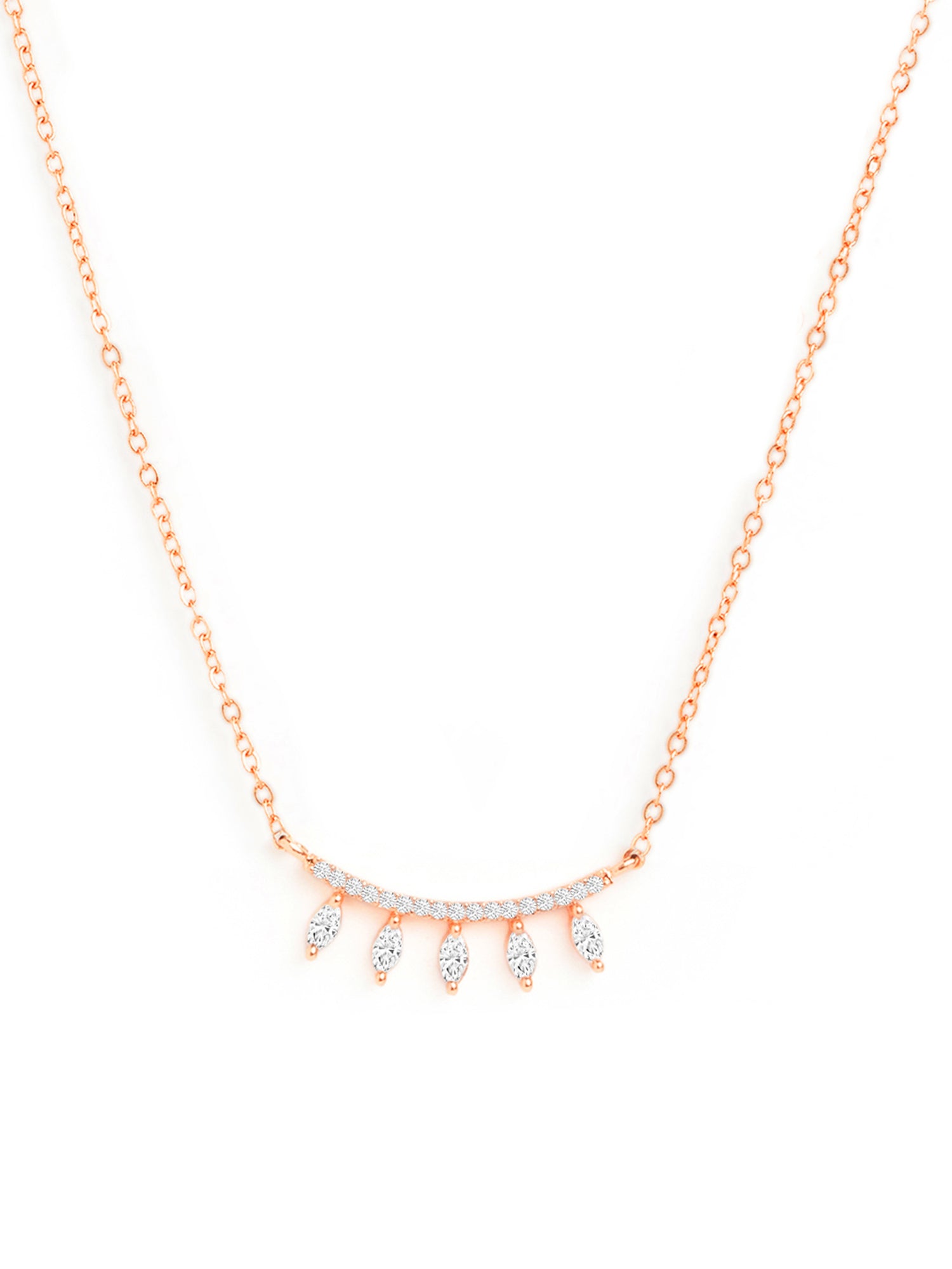 MINUTIAE Brass Gold-Plated Stones-Studded Pendant Necklace With Chain