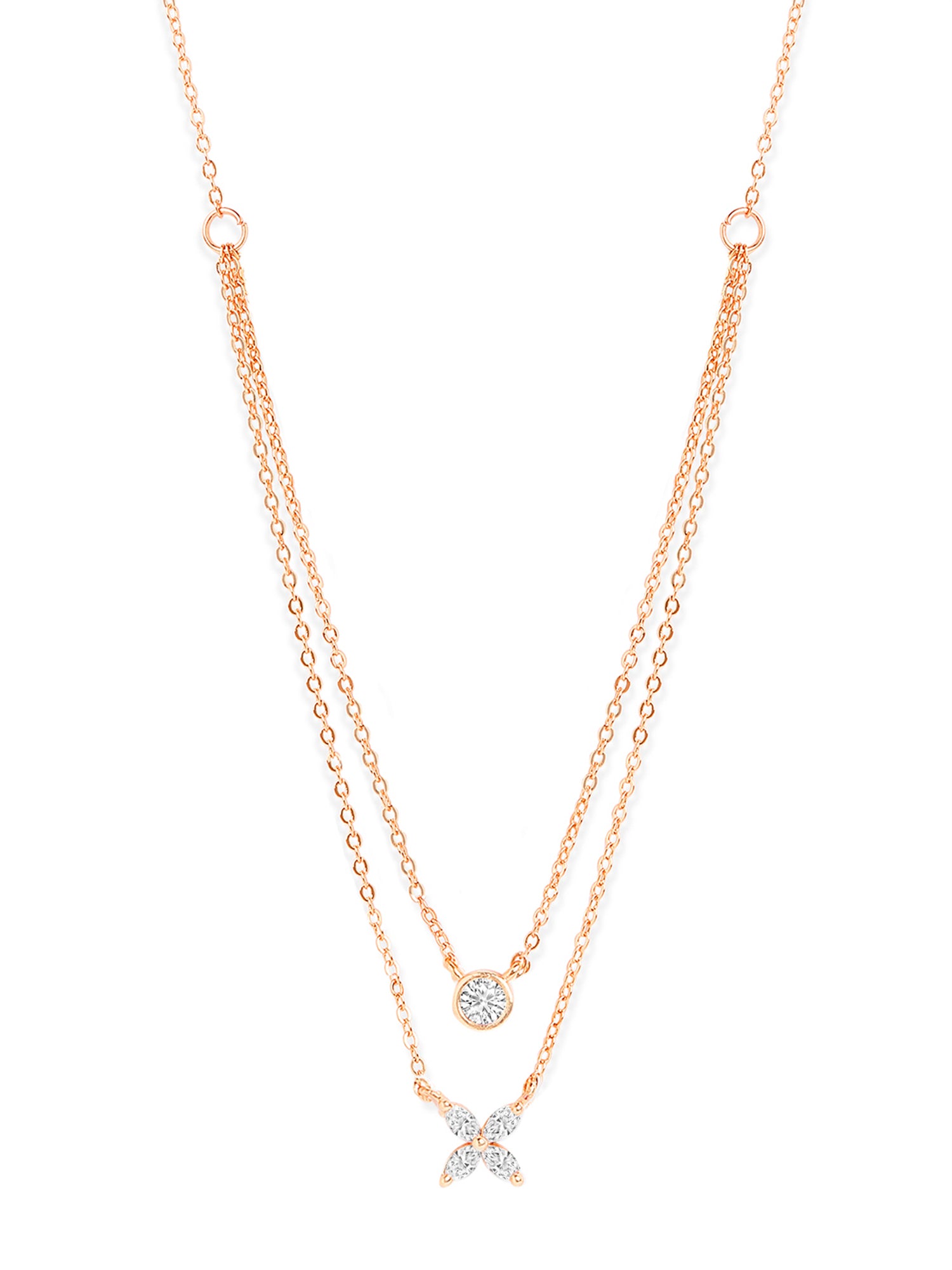 MINUTIAE Brass Gold-Plated Stones Studded Layered Necklace