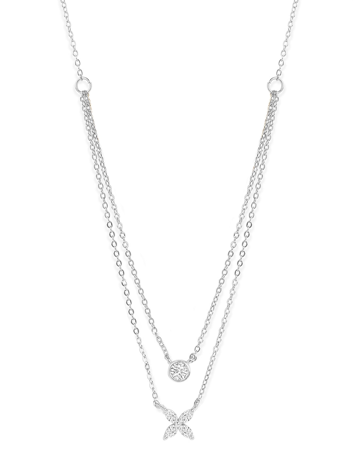 MINUTIAE Brass Gold-Plated Stones Studded Layered Necklace