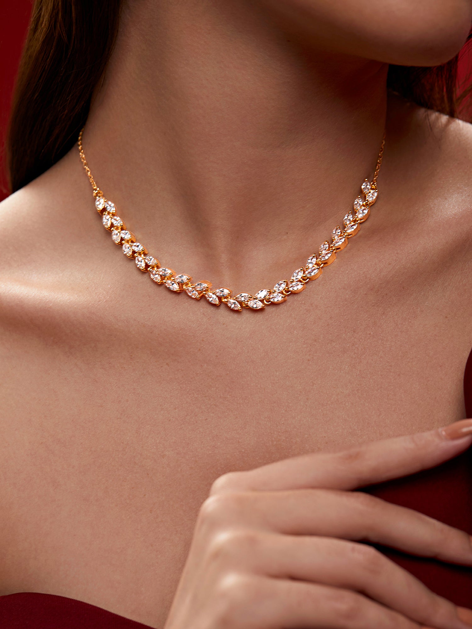 MINUTIAE Gold-Plated Crystals Studded Necklace