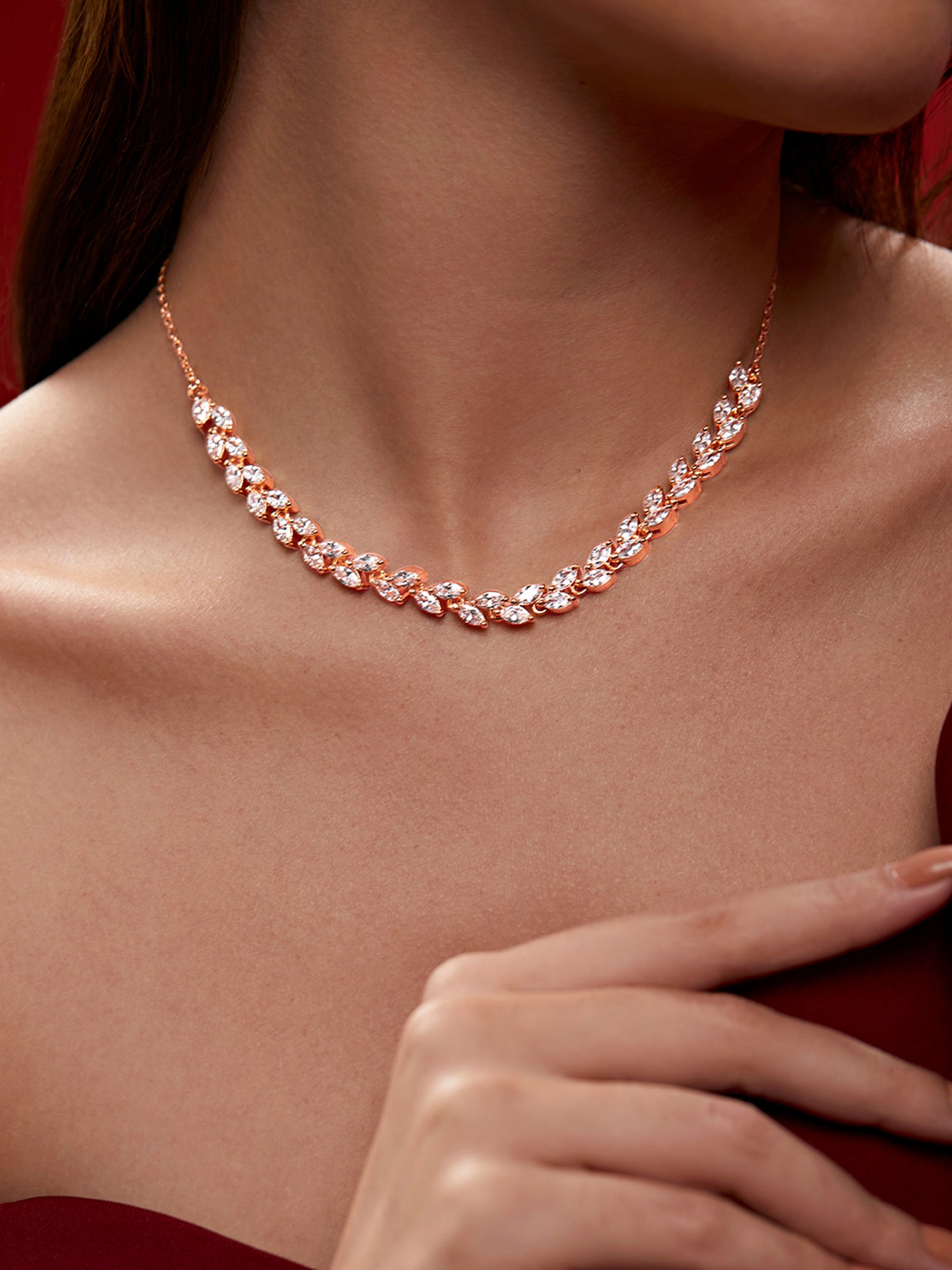 MINUTIAE Gold-Plated Crystals Studded Necklace