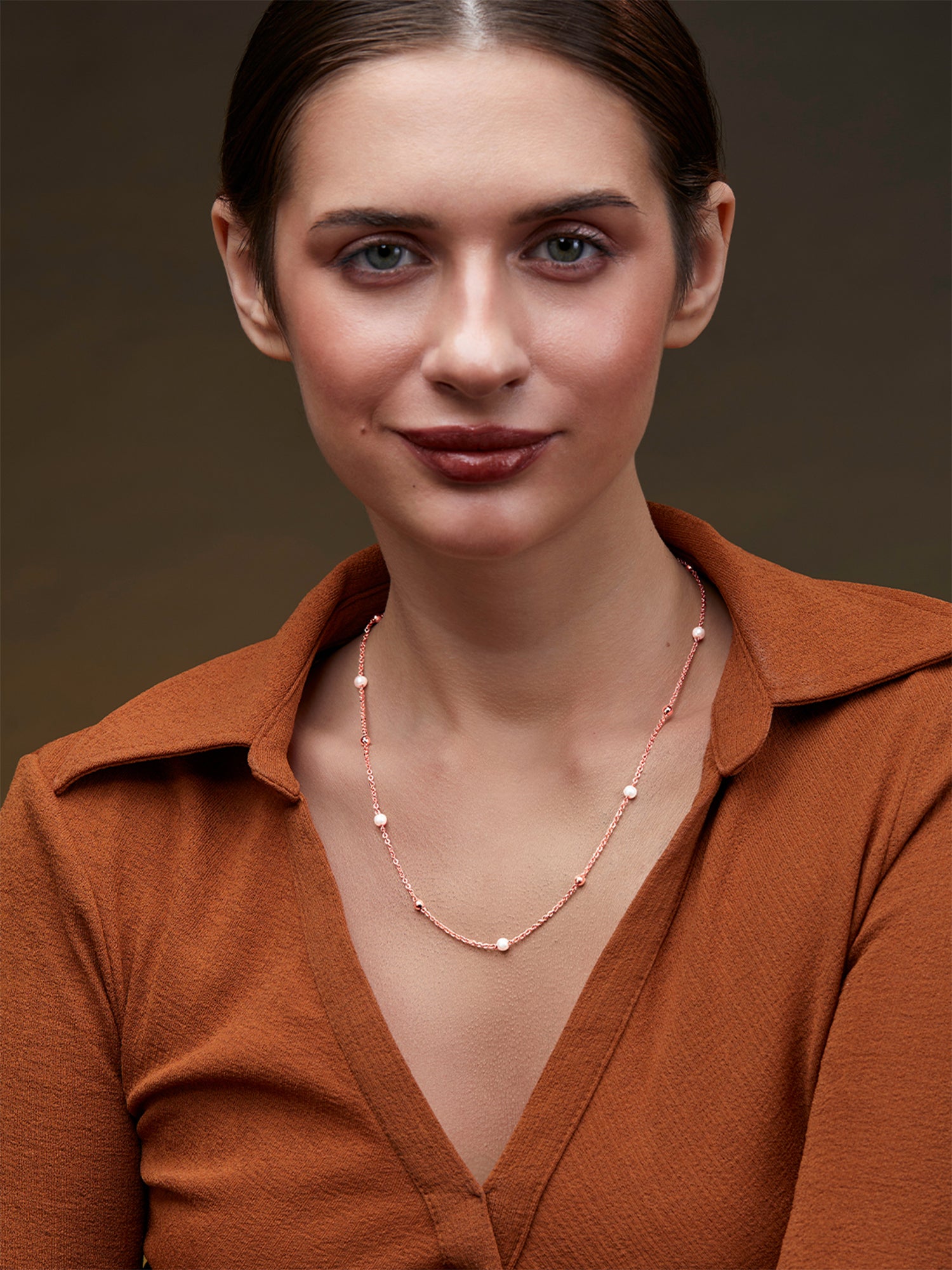 MINUTIAE Gold-Plated Stones-Studded Pendant Necklace With Chain