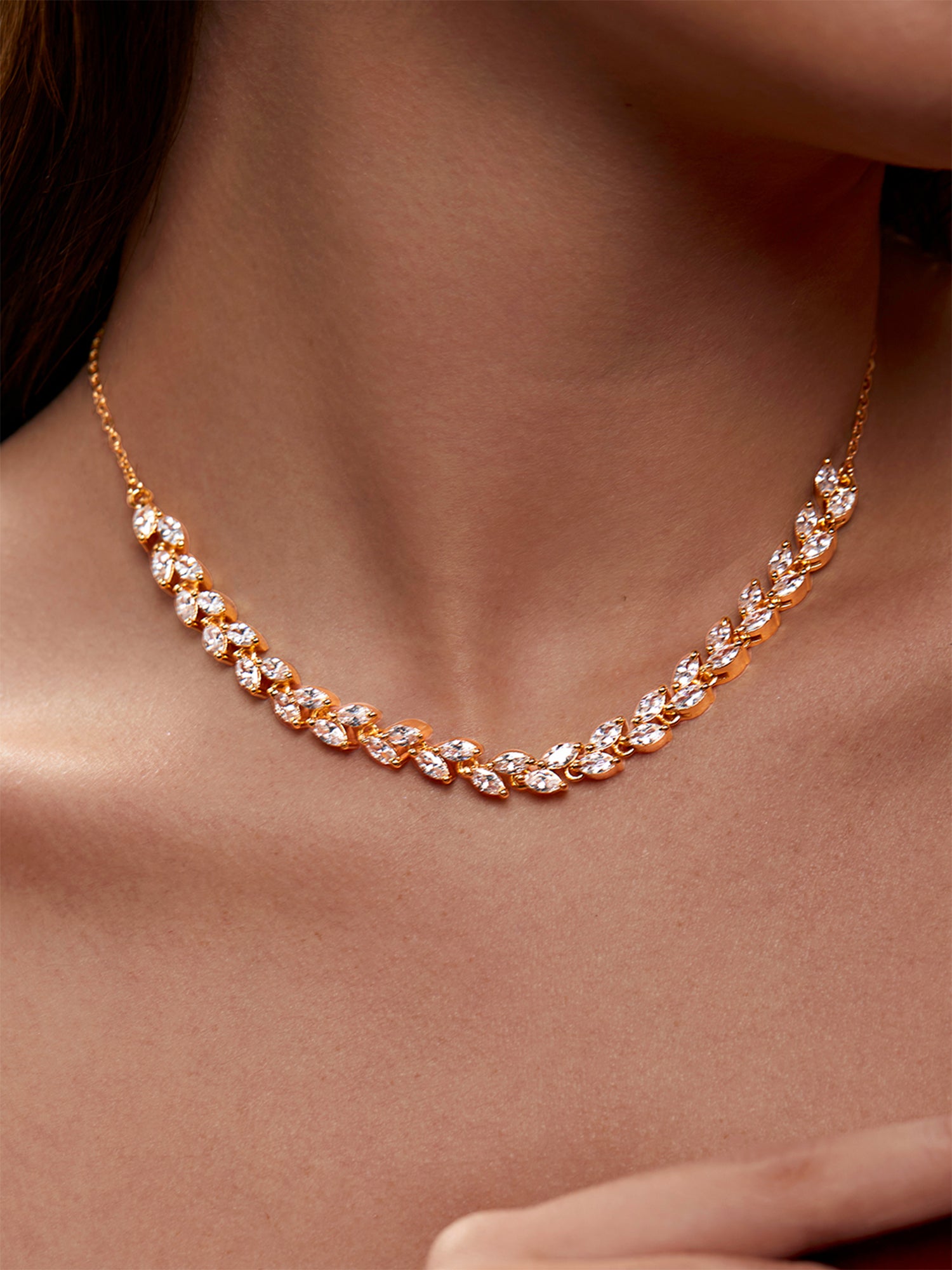 MINUTIAE Gold-Plated Crystals Studded Necklace