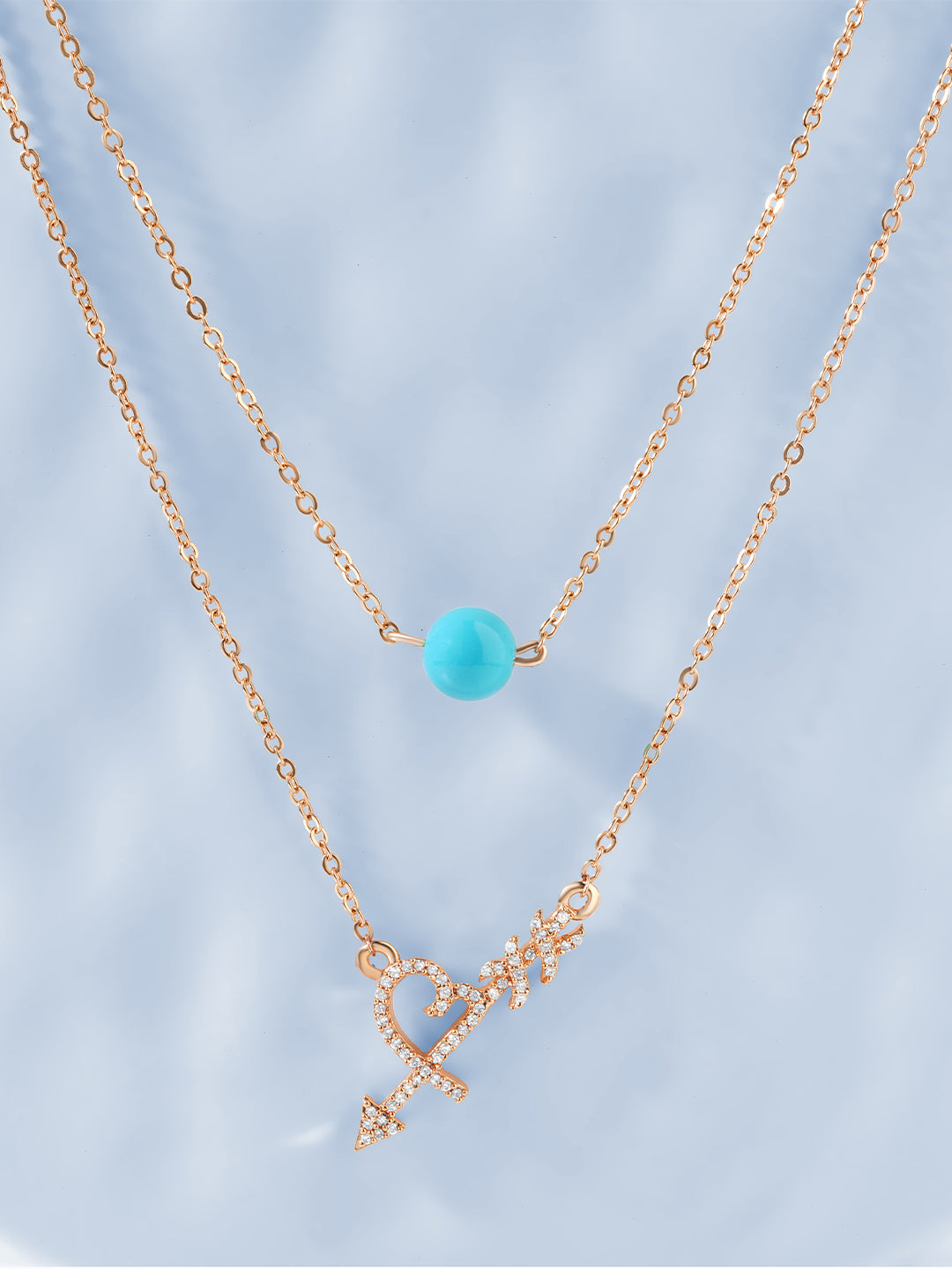 MINUTIAE Women Blue Brass 18K Gold-Plated Layered Necklace