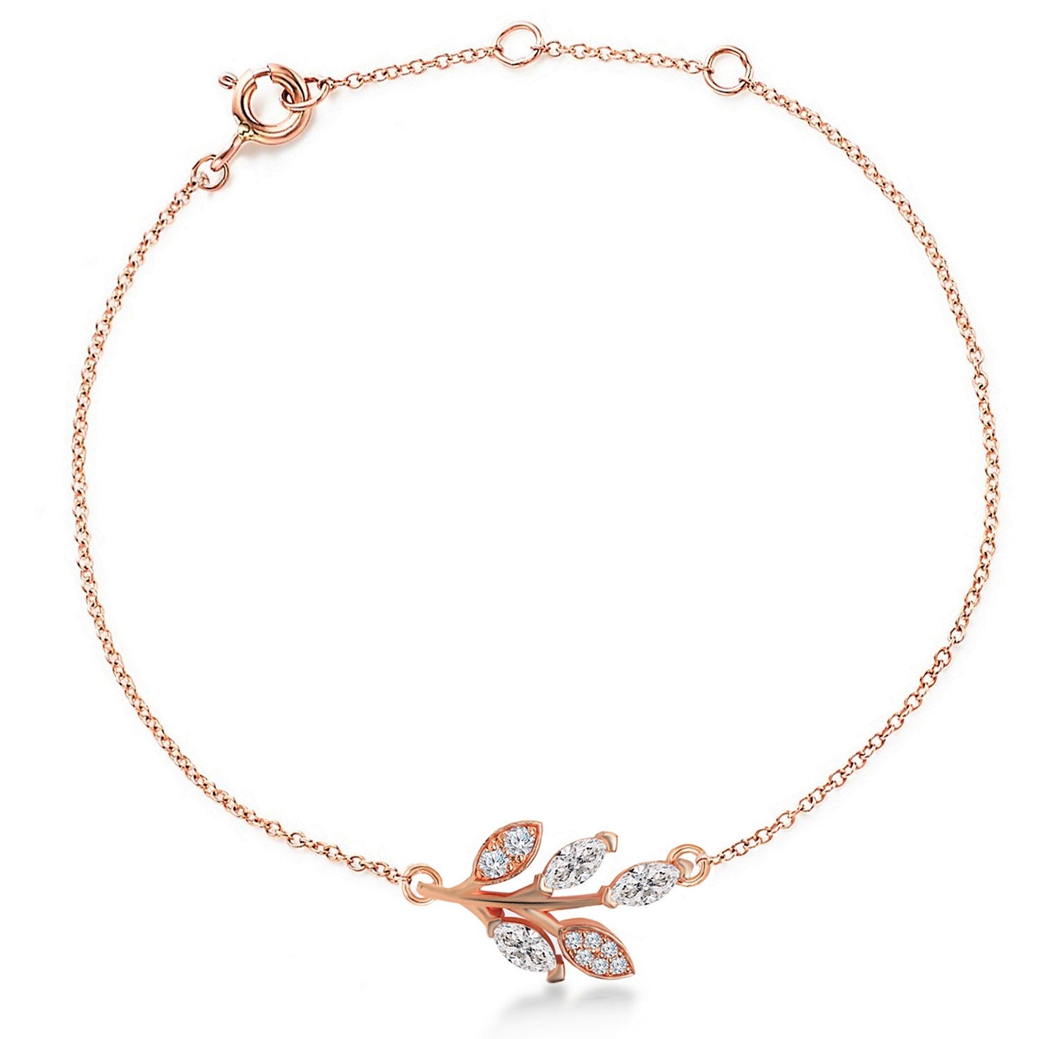 MINUTIAE Women 18K Gold-Plated Brass Crystals Marquise Vine Link Bracelet