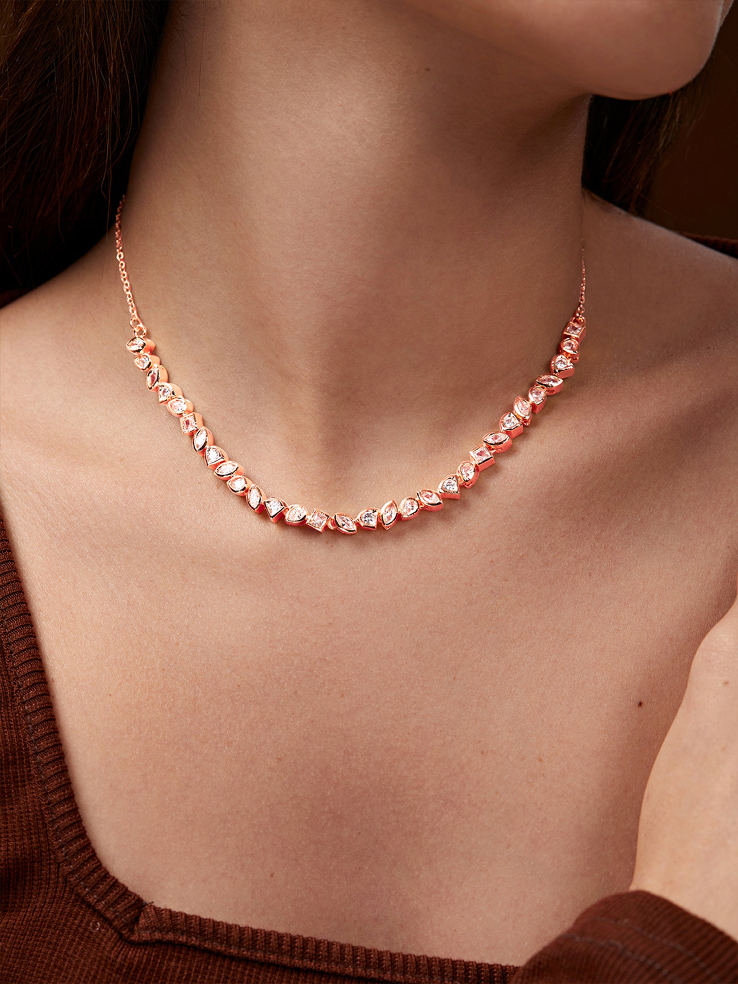 MINUTIAE Gold-Plated Crystals Studded Necklace