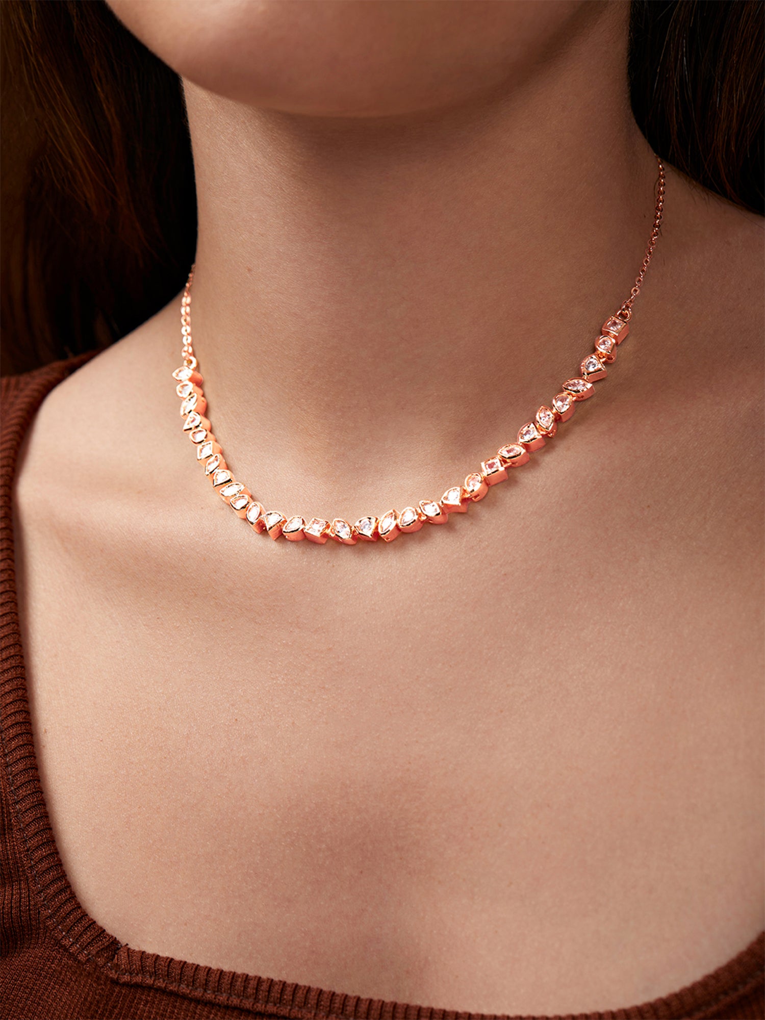 MINUTIAE Gold-Plated Crystals Studded Necklace