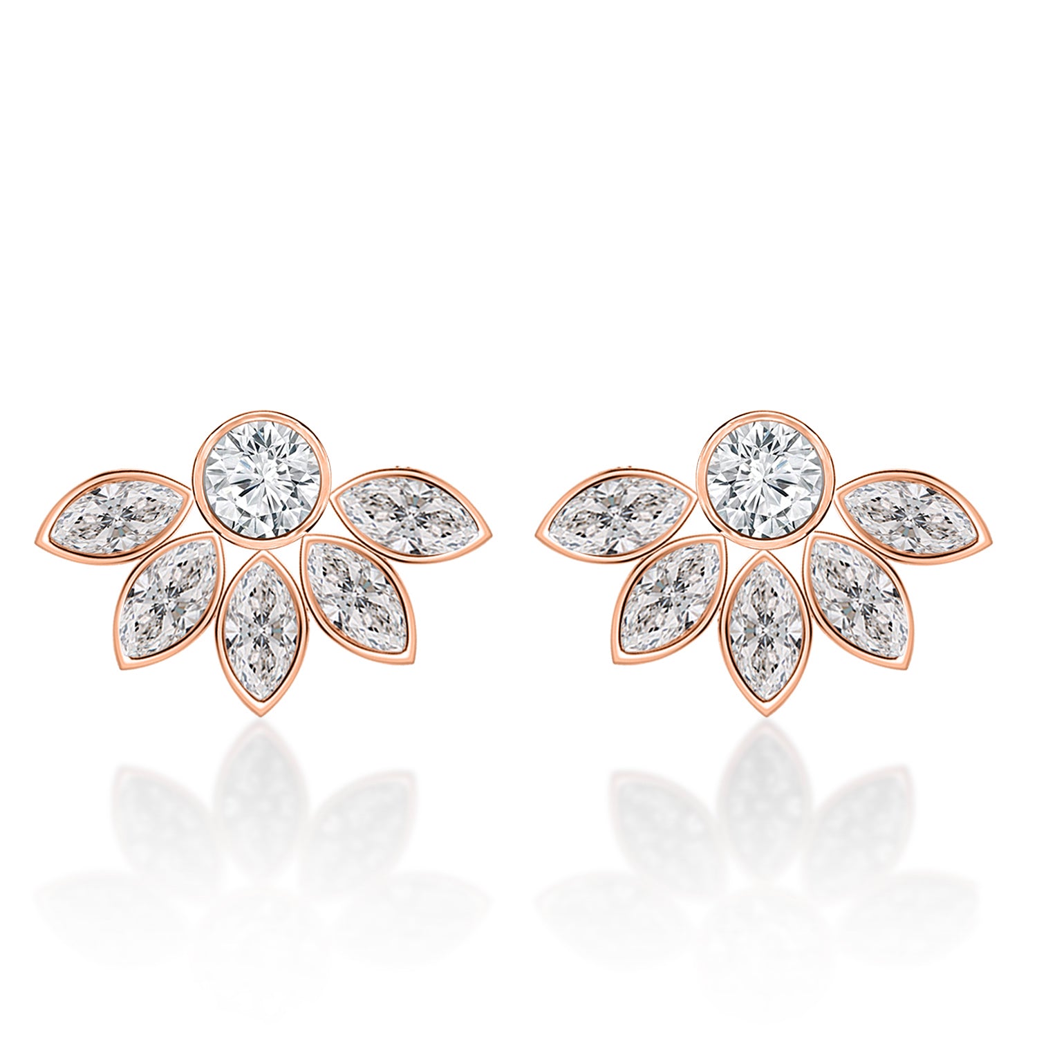MINUTIAE 18K Gold-Toned & White Floral Studs Earrings For Women's & Girl