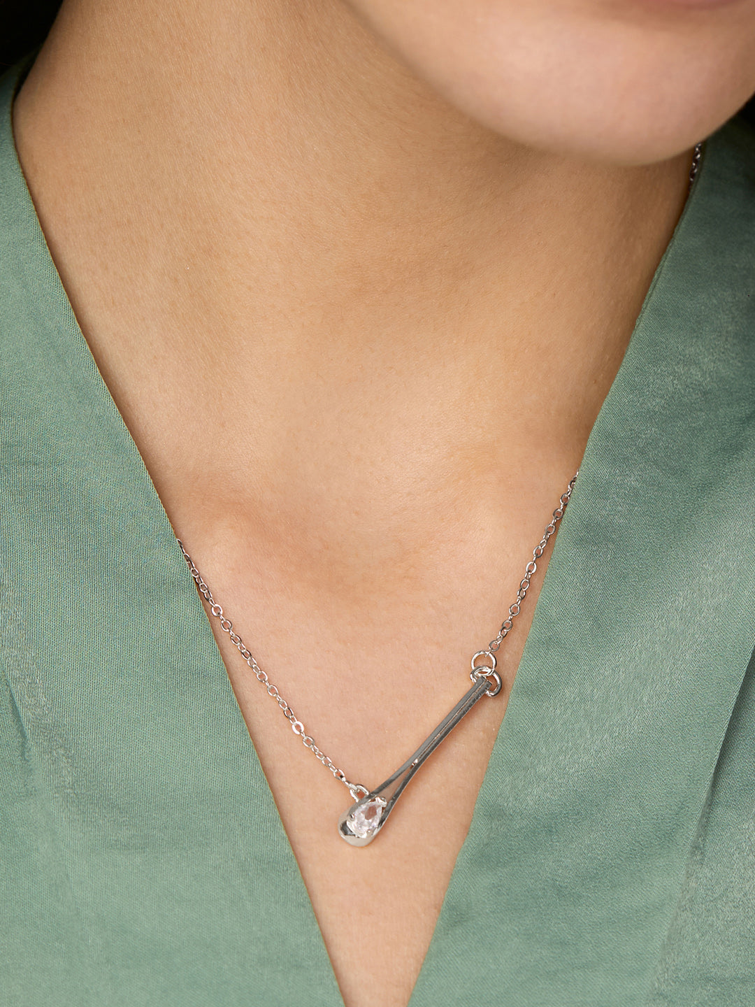 MINUTIAE 18K Gold-Plated & White Tilting Drop Crystal Pendant Necklace