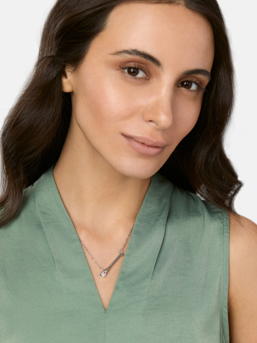 MINUTIAE 18K Gold-Plated & White Tilting Drop Crystal Pendant Necklace