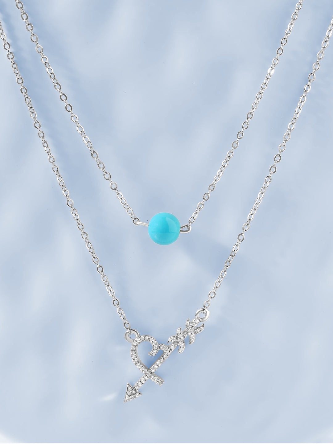 MINUTIAE Women Blue Brass 18K Gold-Plated Layered Necklace