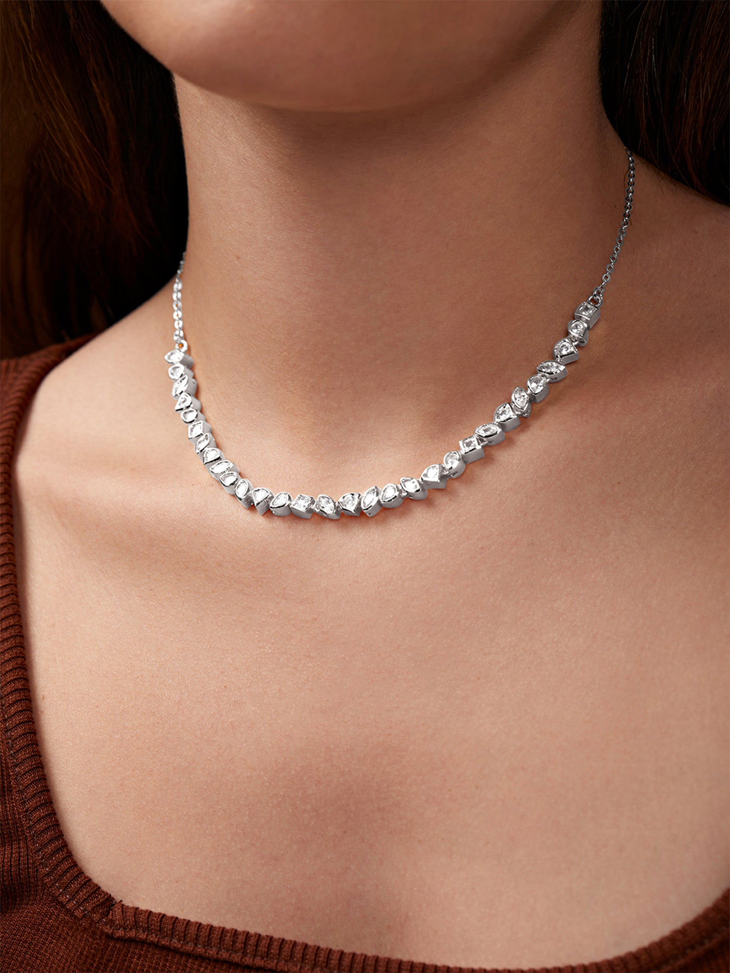 MINUTIAE Gold-Plated Crystals Studded Necklace