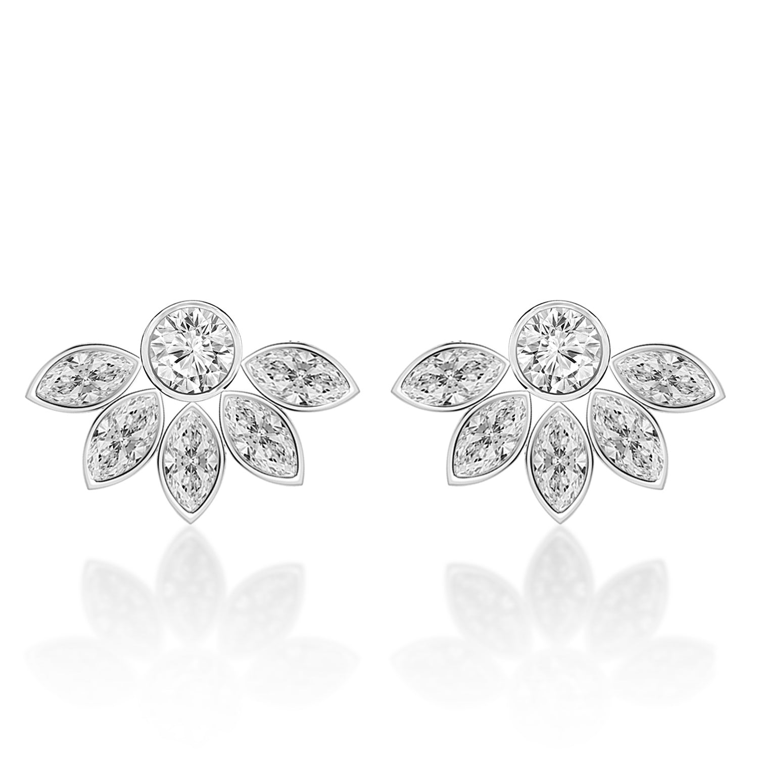 MINUTIAE 18K Gold-Toned & White Floral Studs Earrings For Women's & Girl