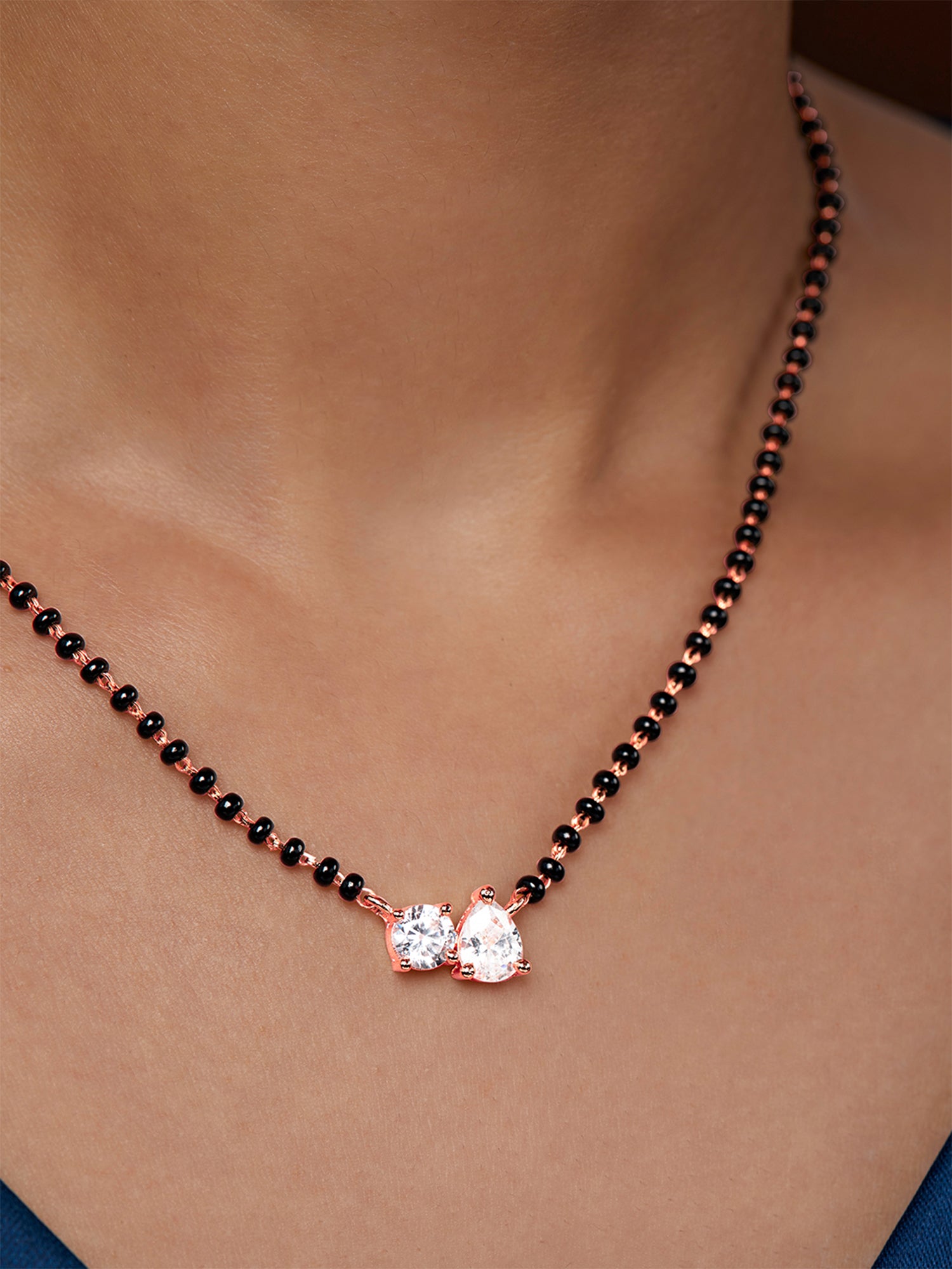 MINUTIAE Gold Plated Stone-Studded Beaded Mangalsutra For Women's