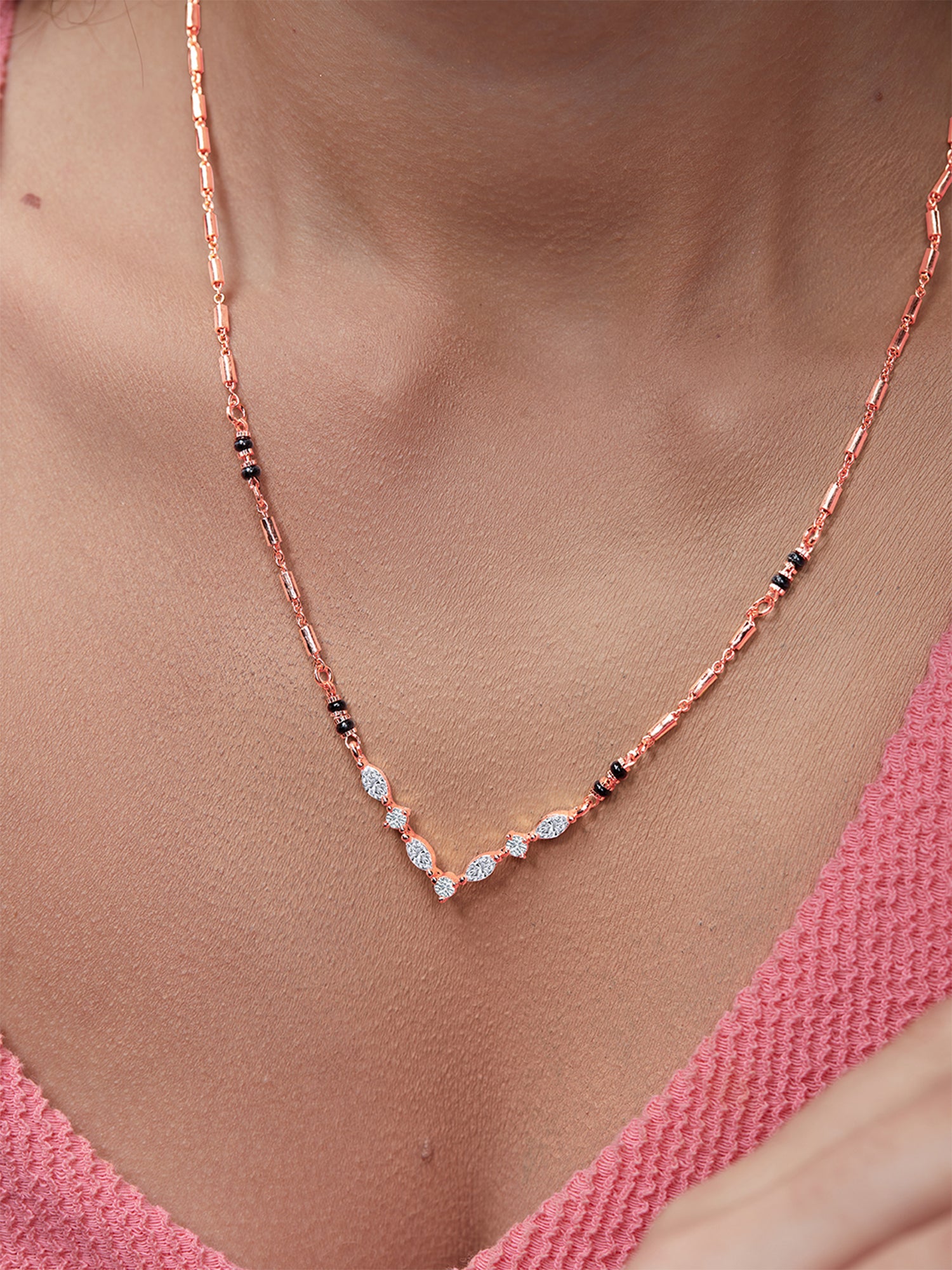 MINUTIAE Gold-Plated Artificial Stones and Beads Mangalsutra For Women's