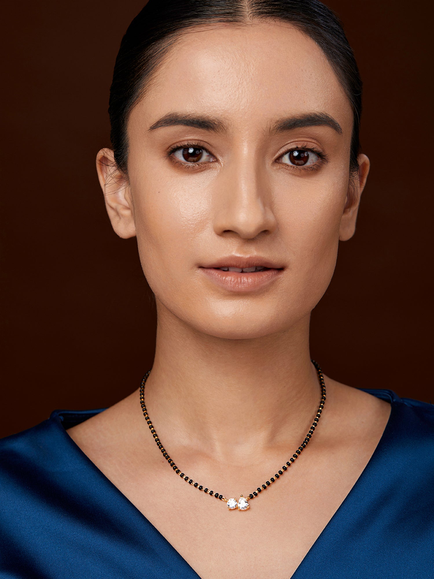 MINUTIAE Gold Plated Stone-Studded Beaded Mangalsutra For Women's