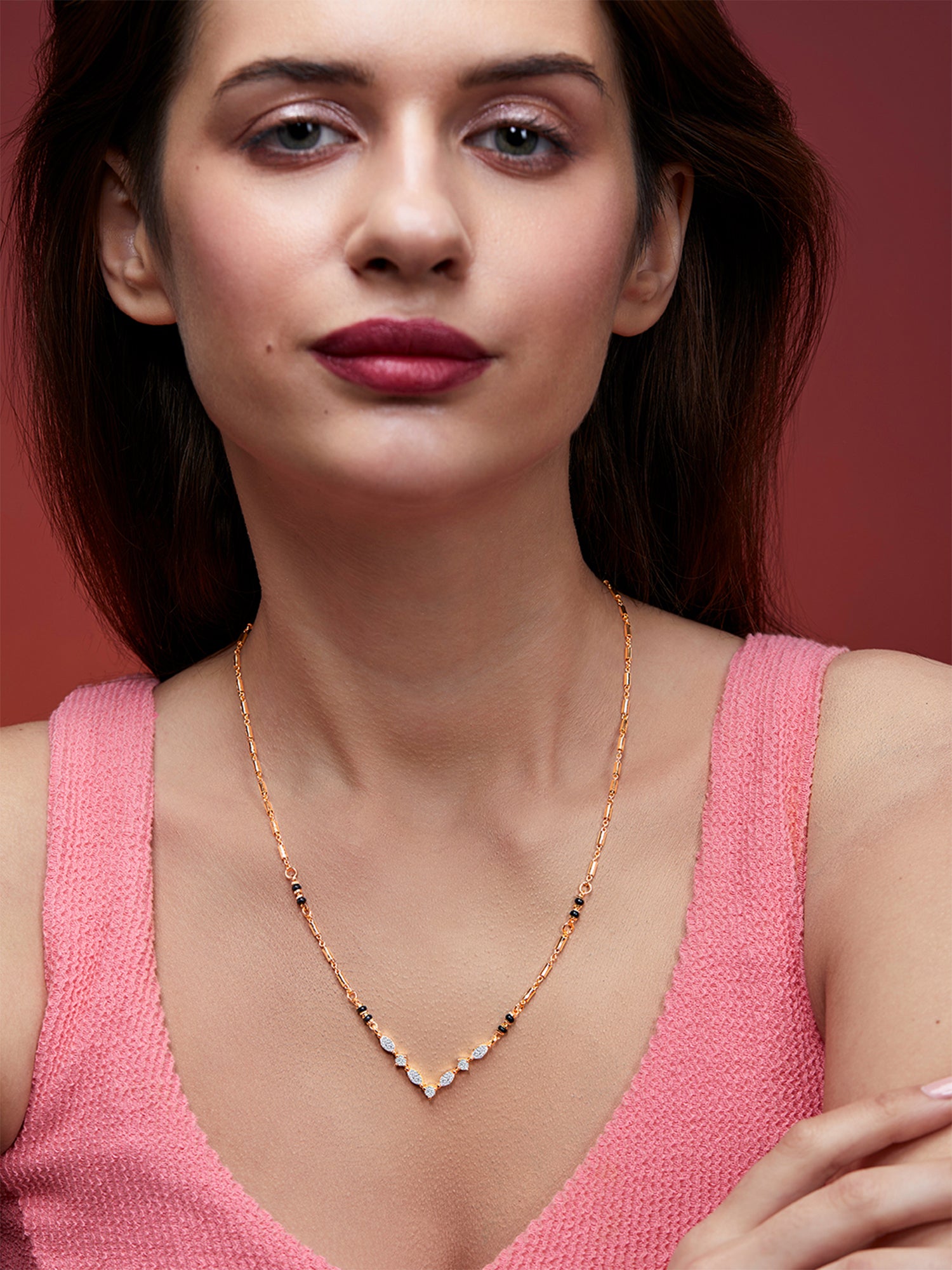 MINUTIAE Gold-Plated Artificial Stones and Beads Mangalsutra For Women's