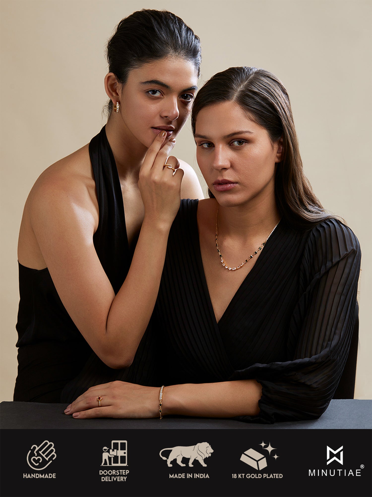 MINUTIAE Gold-Plated Geometric Drop Earrings For Women's & Girl