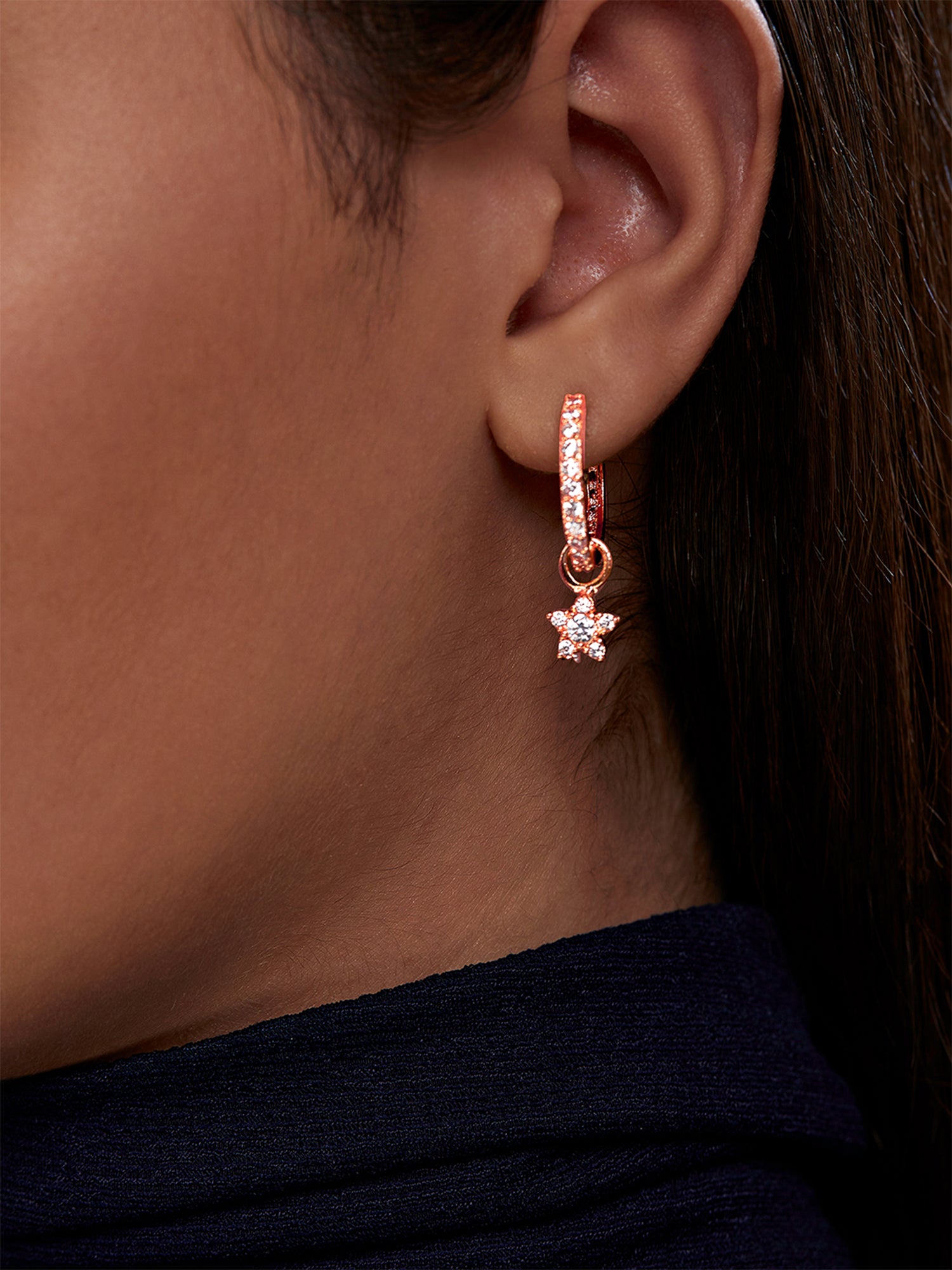 MINUTIAE Gold-Plated Star Shaped Drop Earrings For Women's & Girl