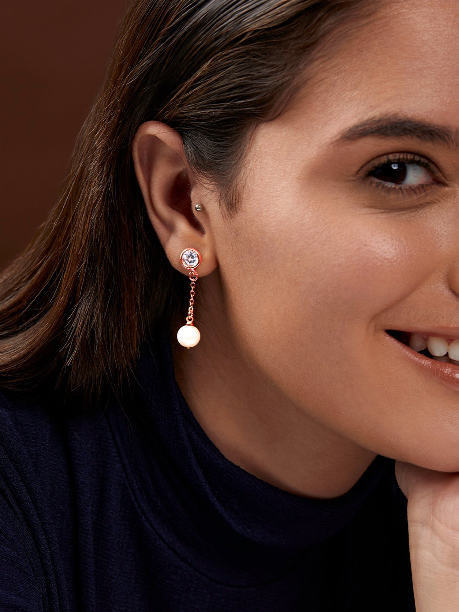 MINUTIAE Gold-Plated Pearls Drop Earrings For Women's & Girl