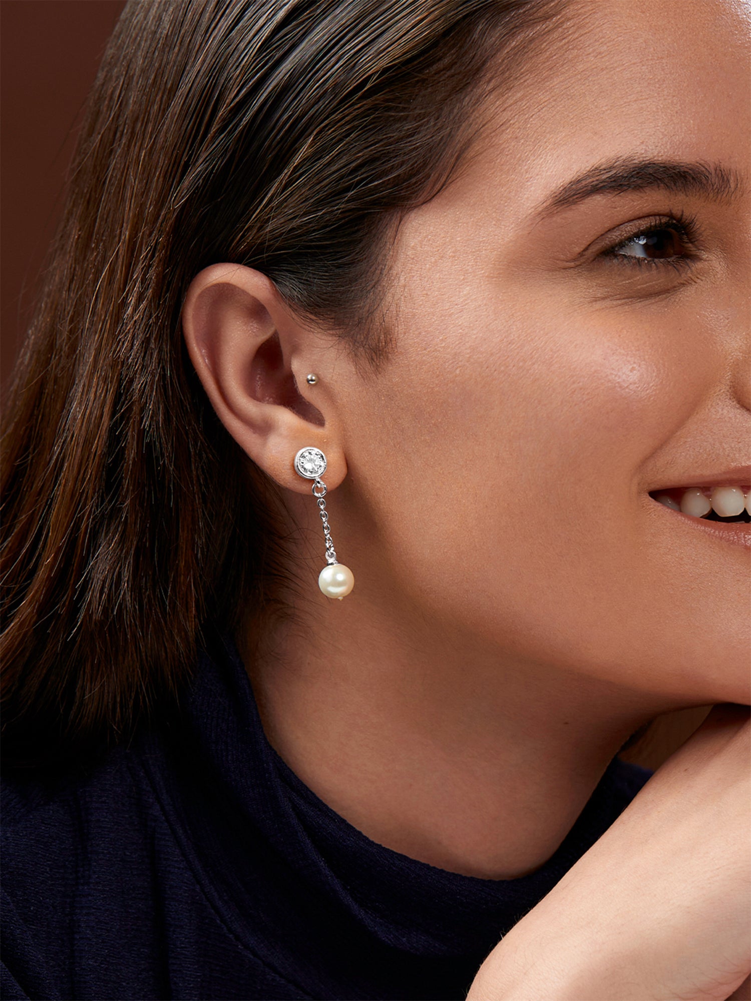 MINUTIAE Gold-Plated Pearls Drop Earrings For Women's & Girl