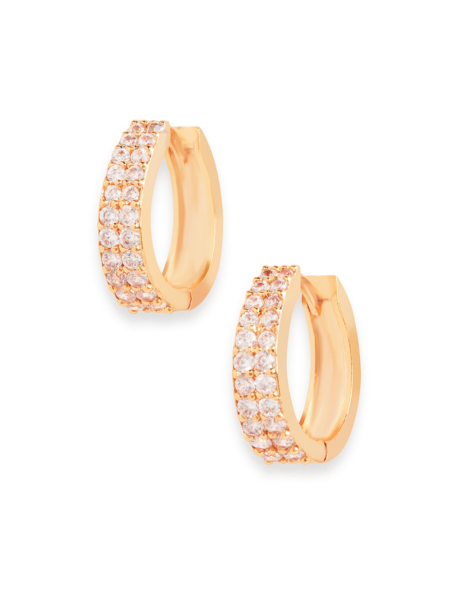 MINUTIAE Gold-Plated Artificial Stones Studded hoop Earrings For Women's & Girl