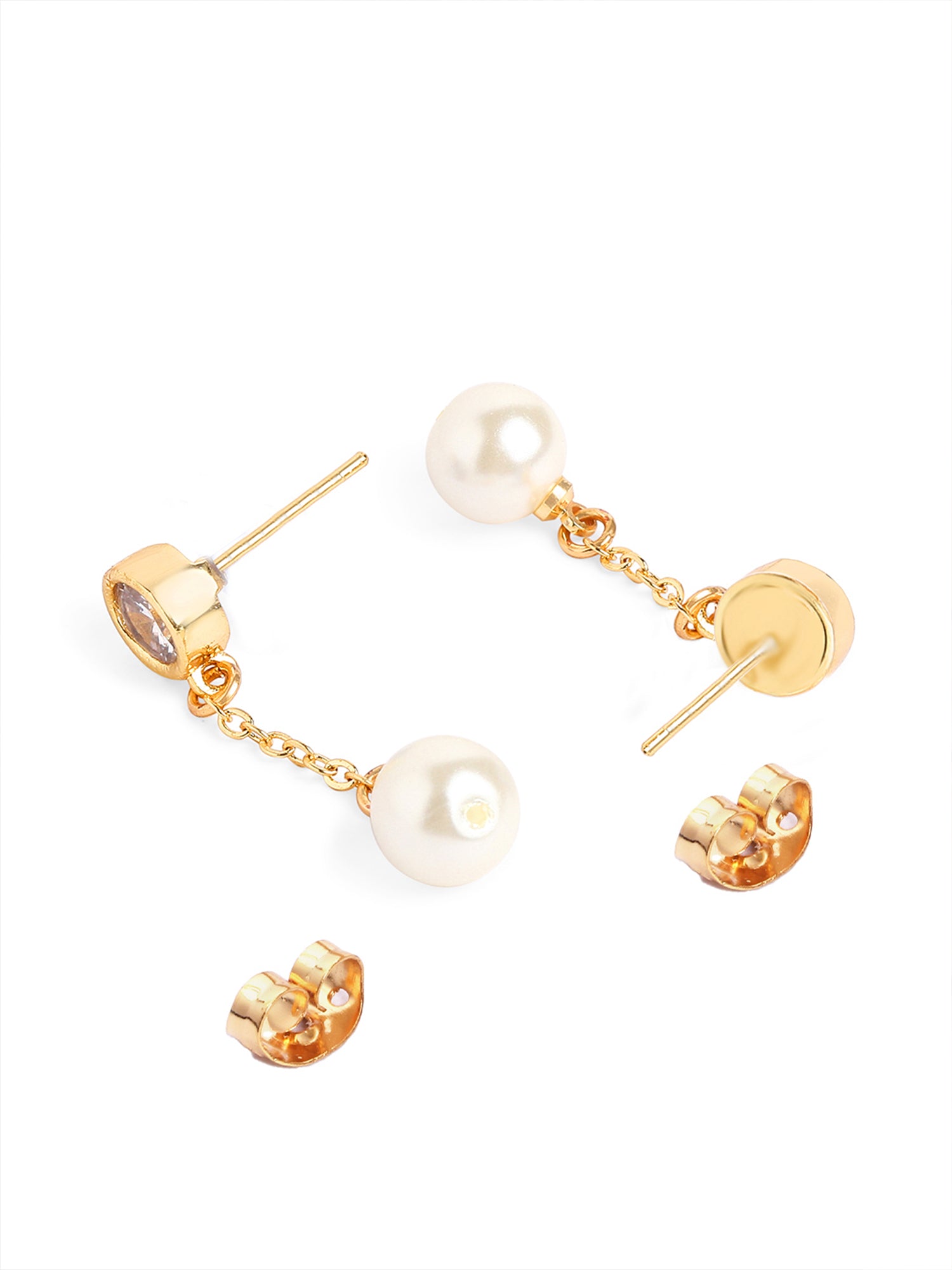 MINUTIAE Gold-Plated Pearls Drop Earrings For Women's & Girl