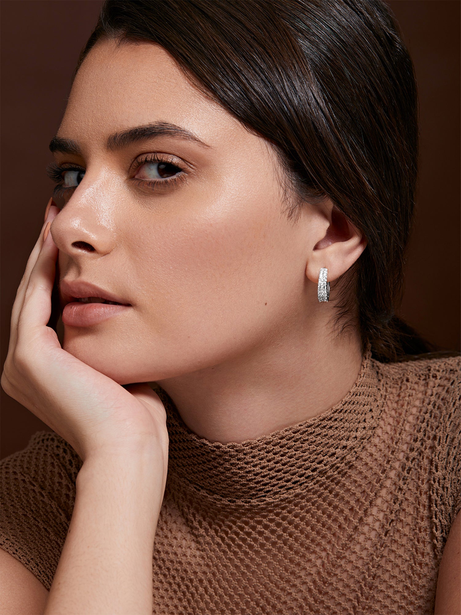 MINUTIAE Gold-Plated Artificial Stones Studded hoop Earrings For Women's & Girl