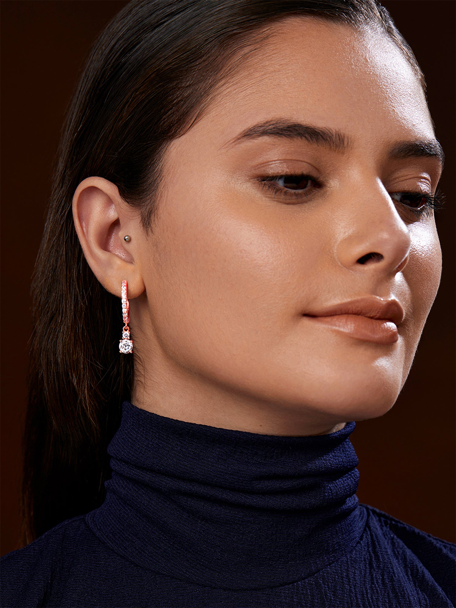 MINUTIAE Gold-Plated Geometric Drop Earrings For Women's & Girl