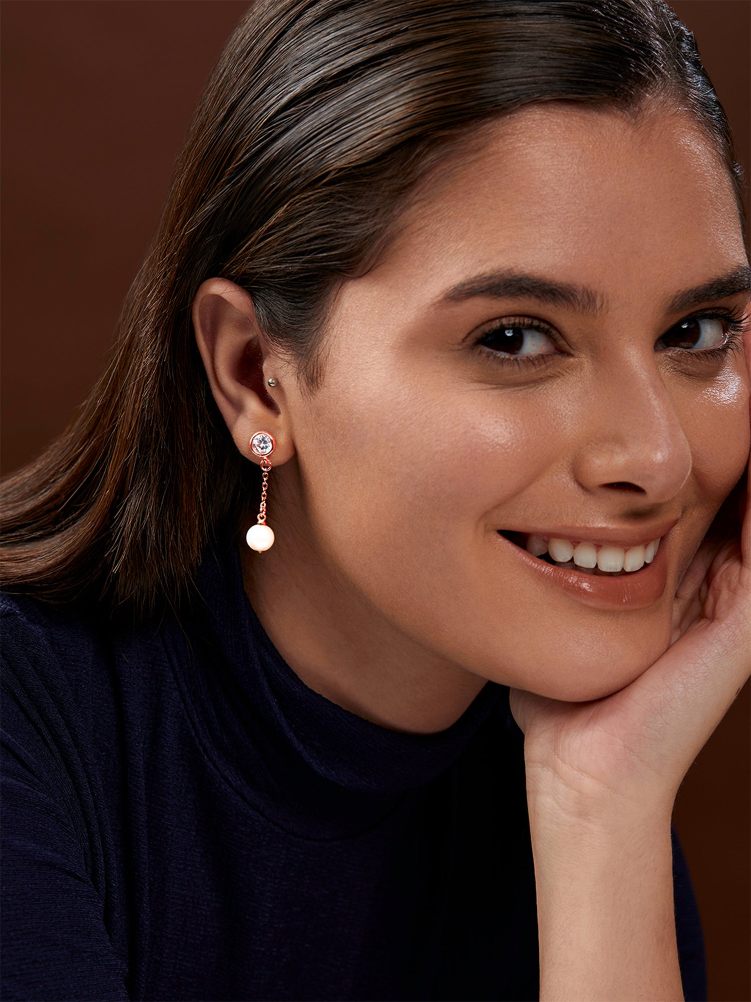 MINUTIAE Gold-Plated Pearls Drop Earrings For Women's & Girl