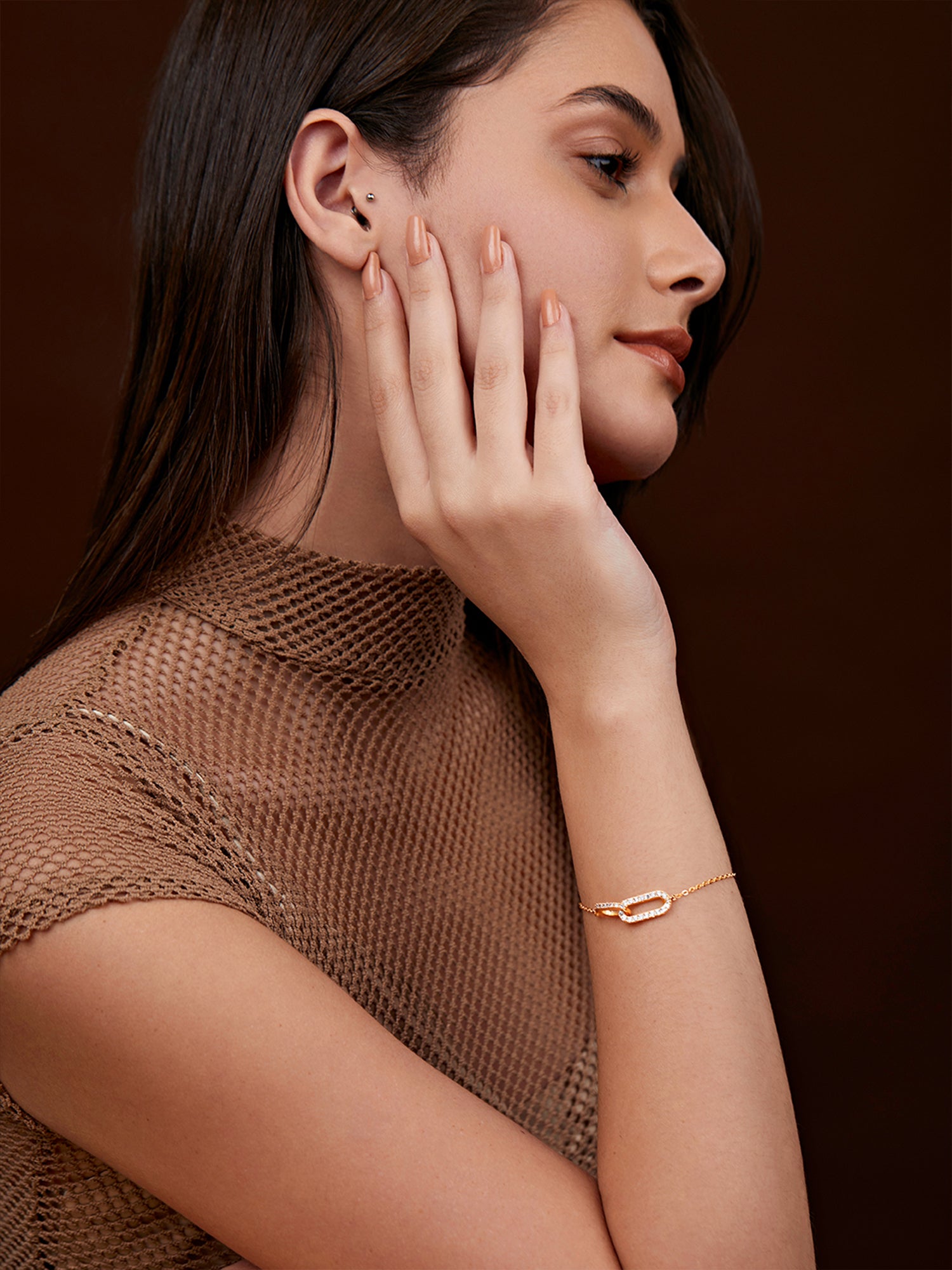 MINUTIAE Gold-Plated Crystals Link Bracelet