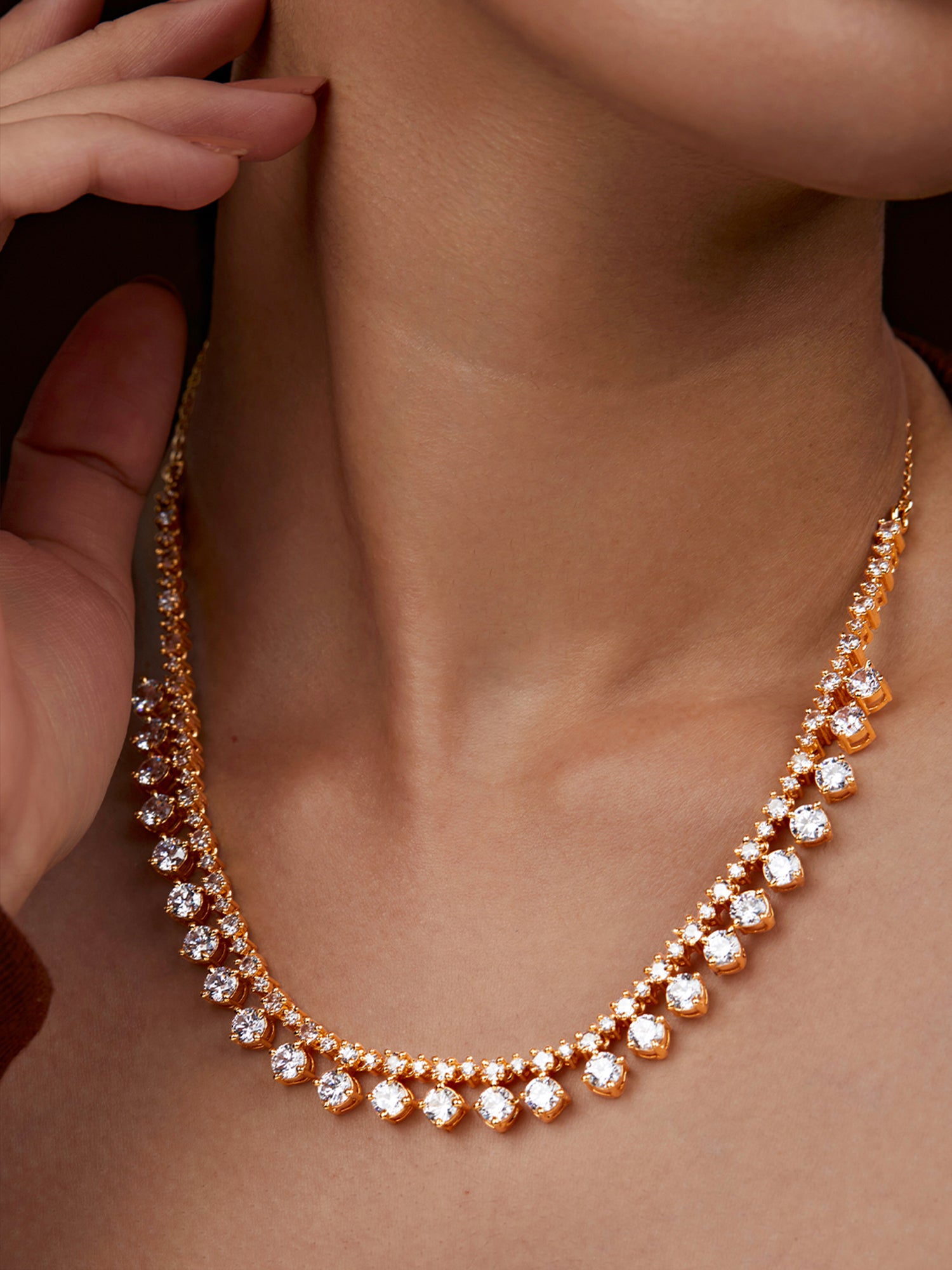 MINUTIAE Gold-Plated Crystals Studded Necklace