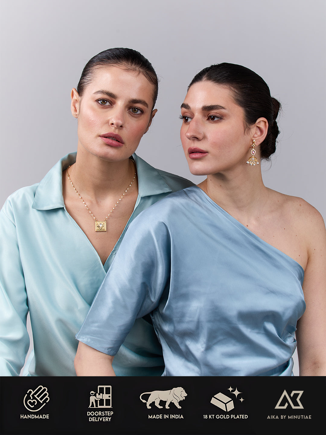 AIKA BY MINUTIAE 18K Women Gold Plated Floral Studs Earrings