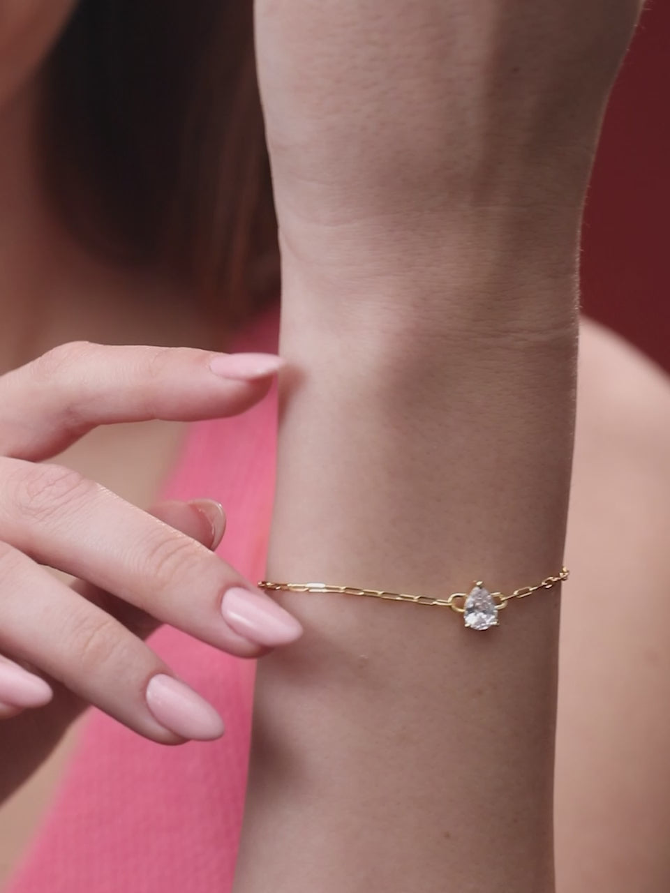 MINUTIAE Brass Crystals Gold-Plated Link Bracelet