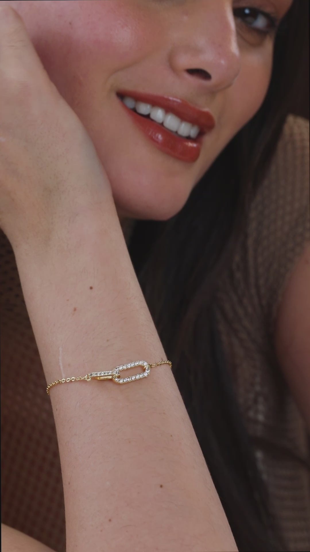 MINUTIAE Gold-Plated Crystals Link Bracelet