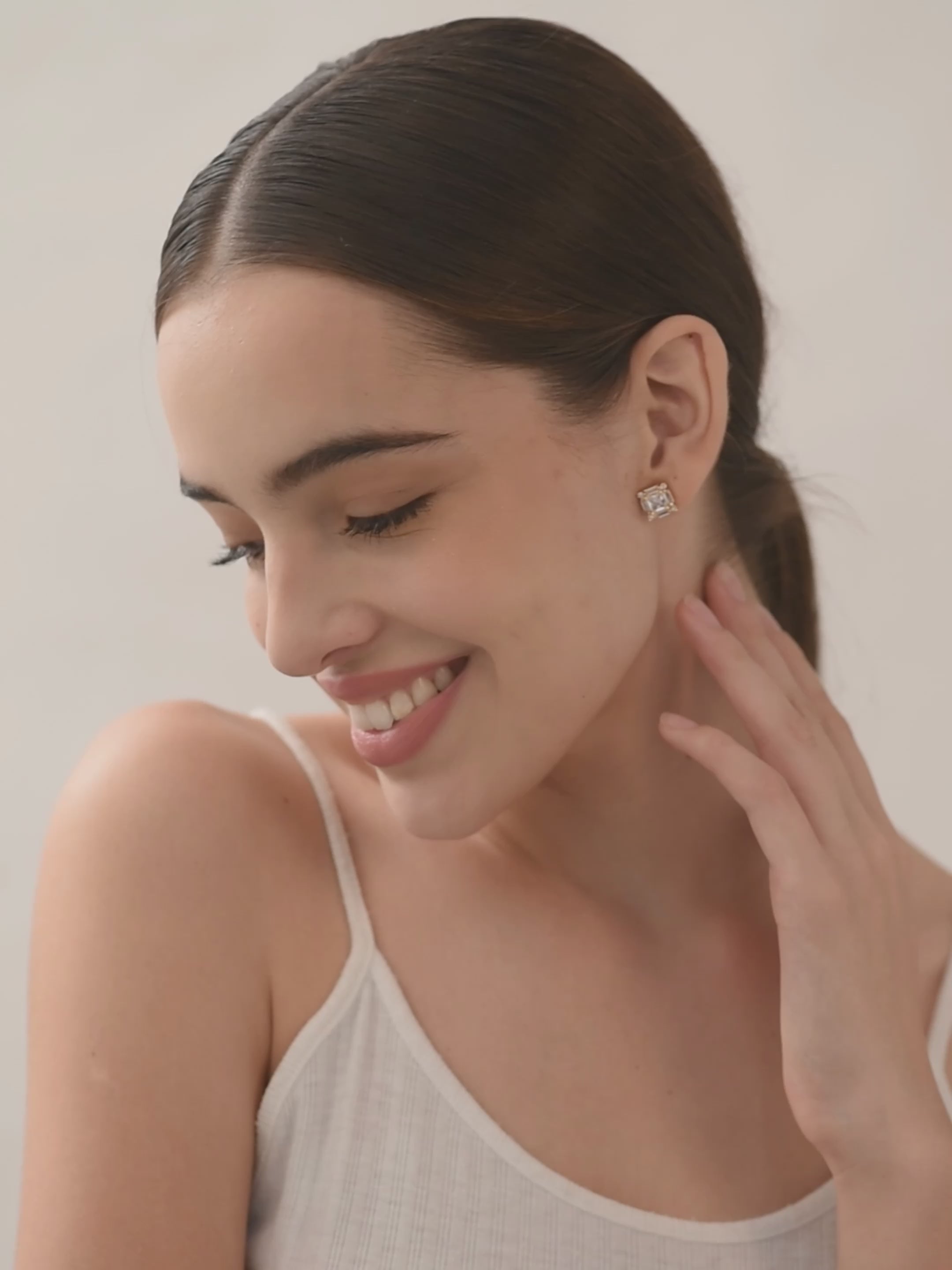 MINUTIAE  Gold_Plated White Crystals Studded pendant and a pair of earrings Jewellery Set